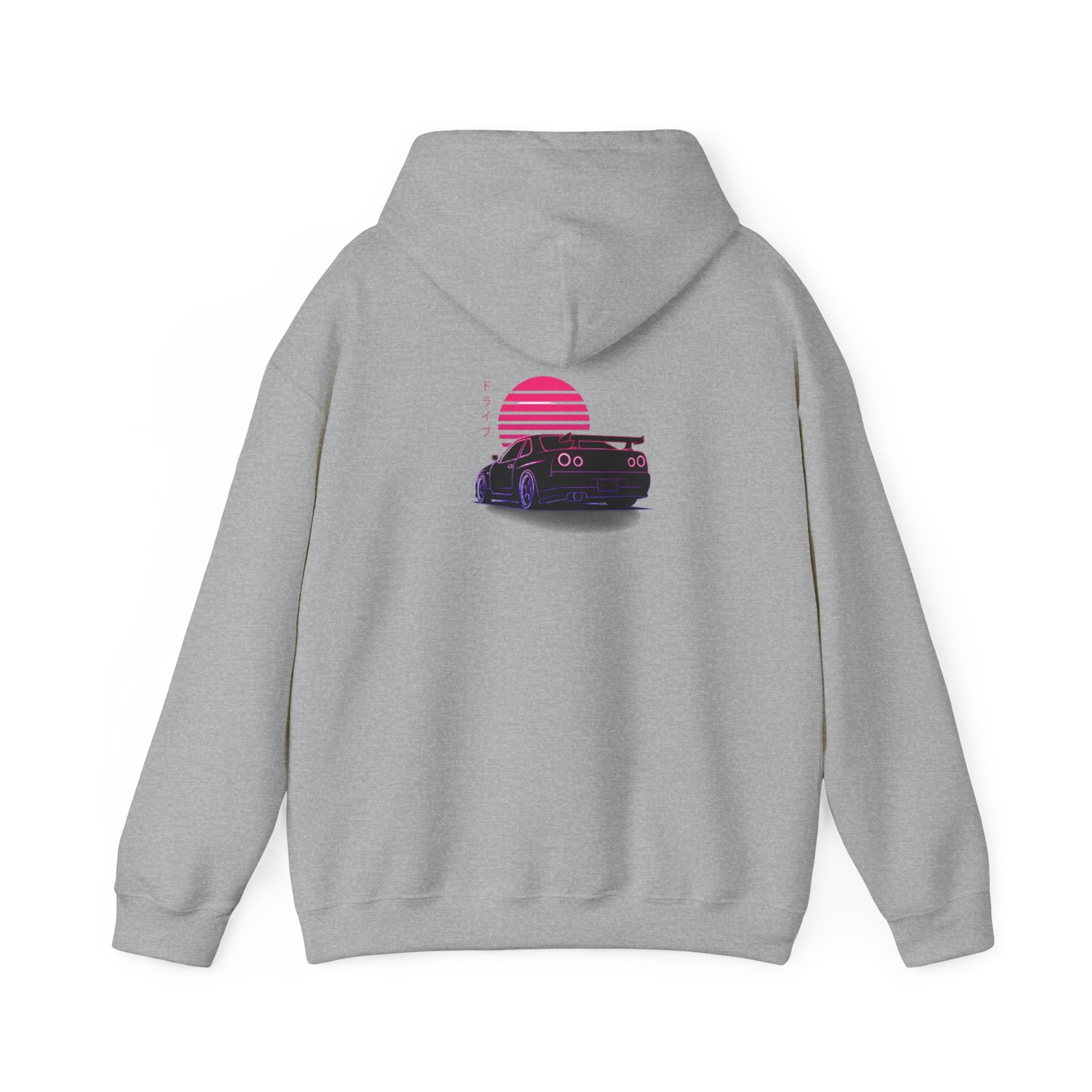 Retro Sunset Skyline Car Hoodie — Vaporwave Sports Car Pullover