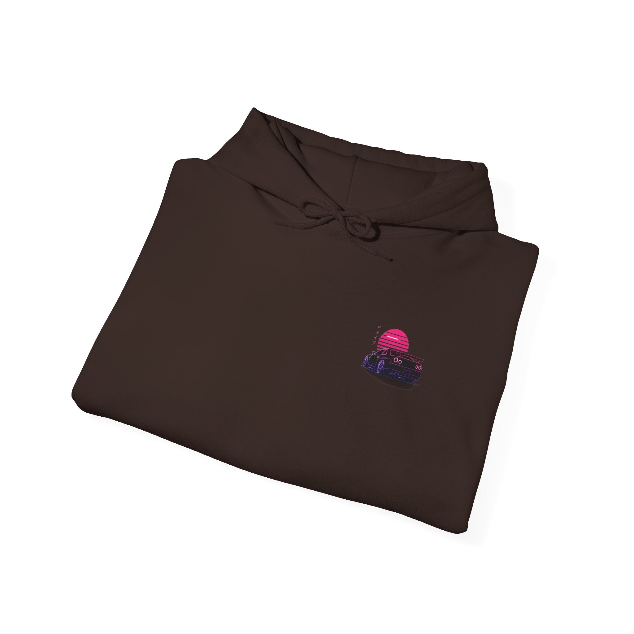 Retro Sunset Skyline Car Hoodie — Vaporwave Sports Car Pullover
