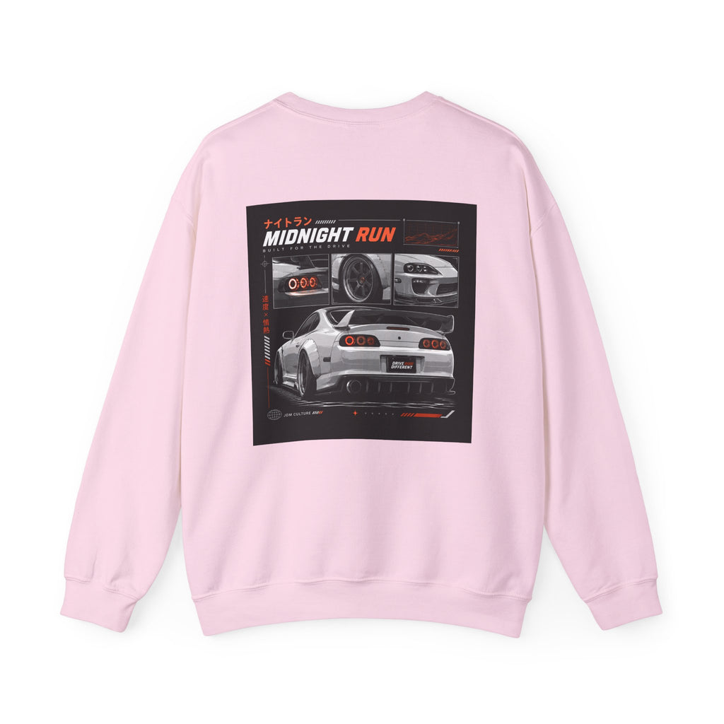 Drive Different Crewneck Sweatshirt — Midnight Run JDM Car Graphic