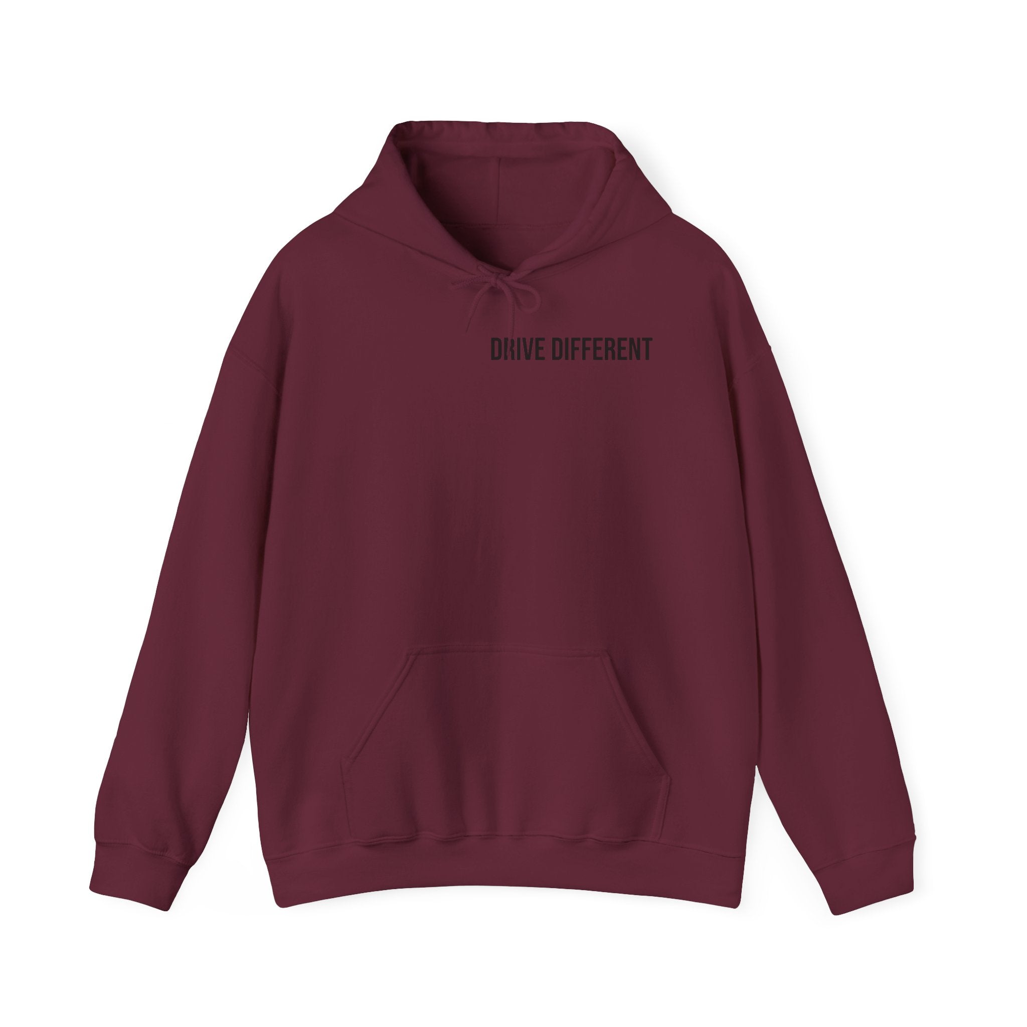 Drive Different Hoodie — Black & White Retro Car Collage Pullover