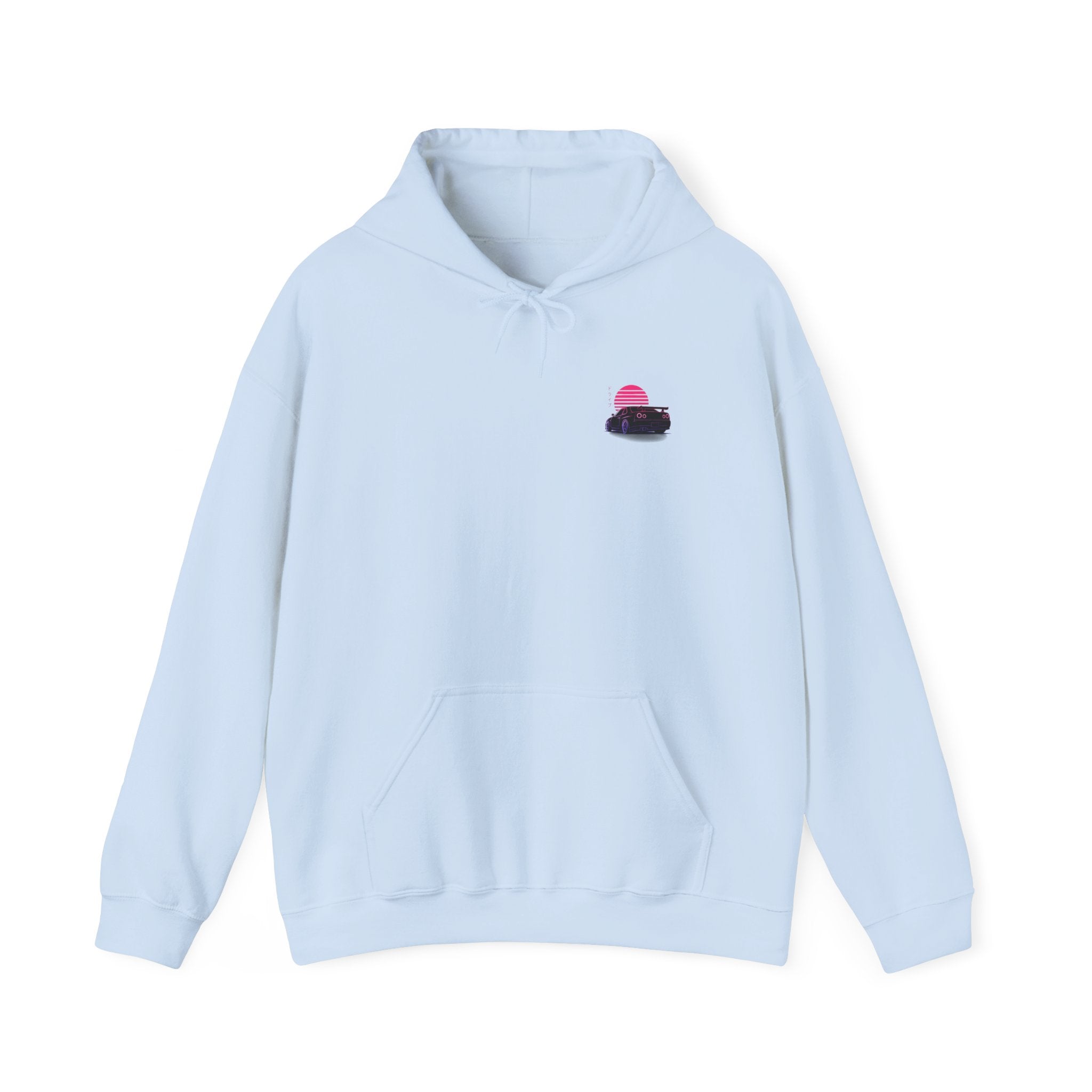 Retro Sunset Skyline Car Hoodie — Vaporwave Sports Car Pullover