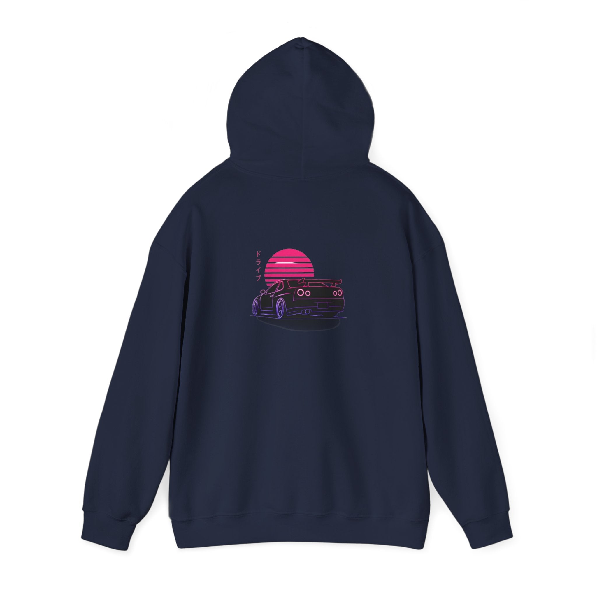 Retro Sunset Skyline Car Hoodie — Vaporwave Sports Car Pullover