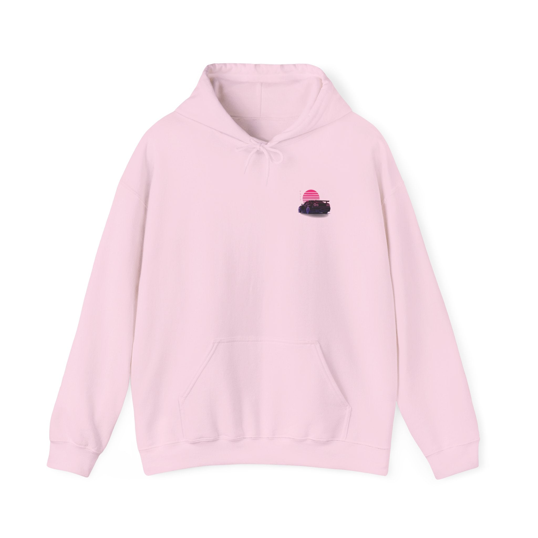 Retro Sunset Skyline Car Hoodie — Vaporwave Sports Car Pullover