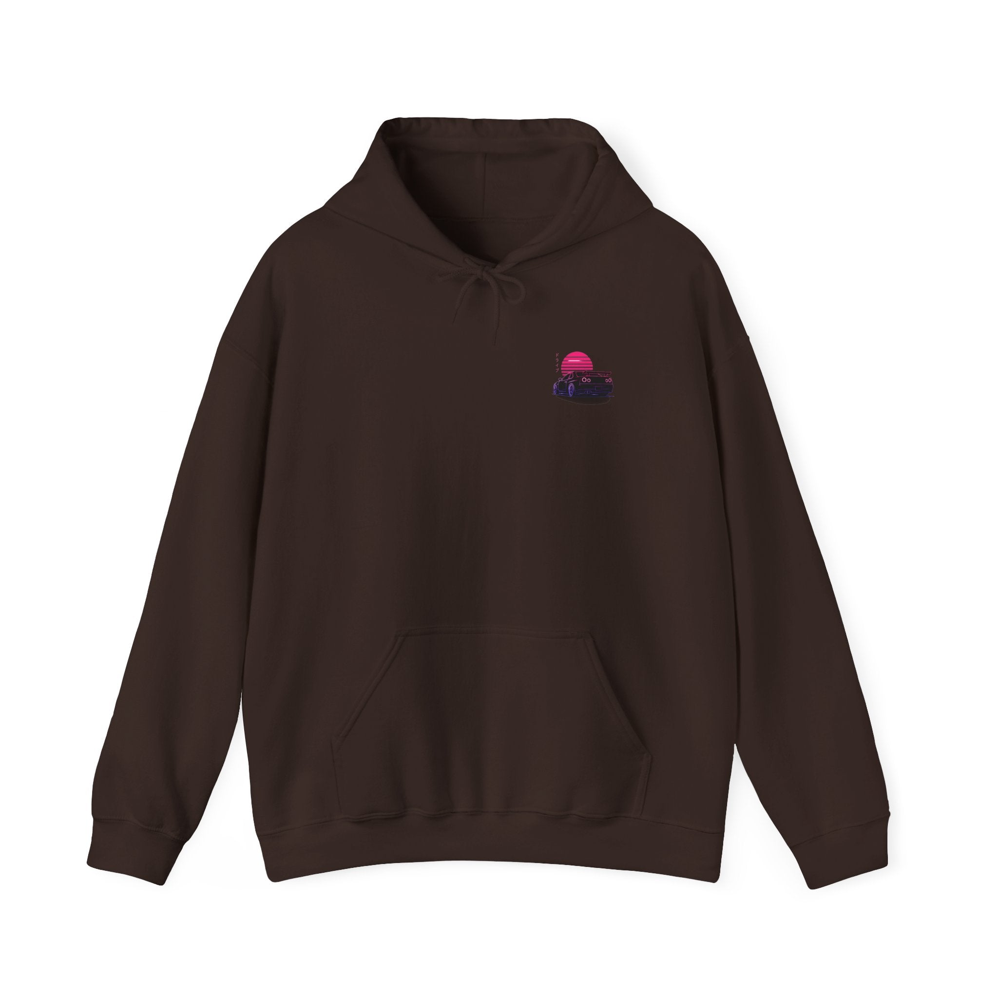 Retro Sunset Skyline Car Hoodie — Vaporwave Sports Car Pullover
