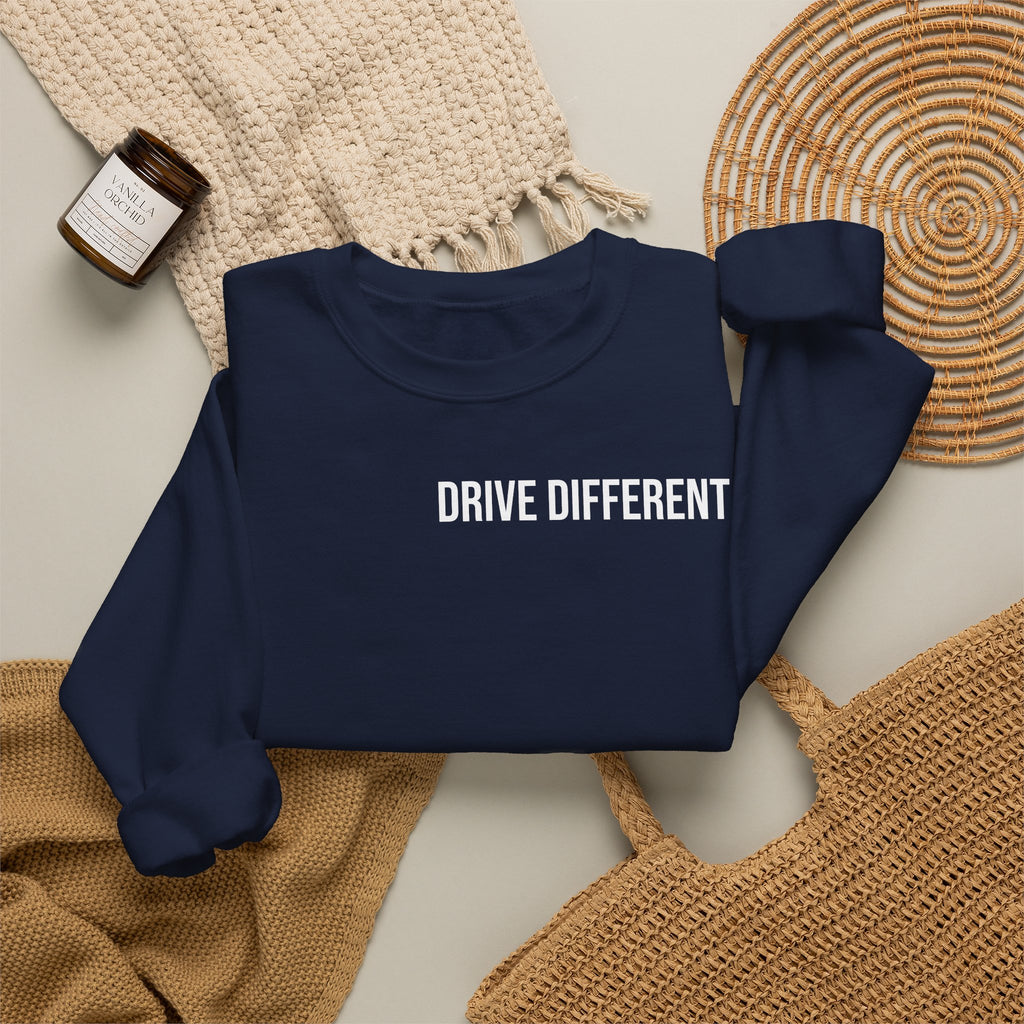 Drive Different Crewneck Sweatshirt — Japanese Street Racing Photo Graphic