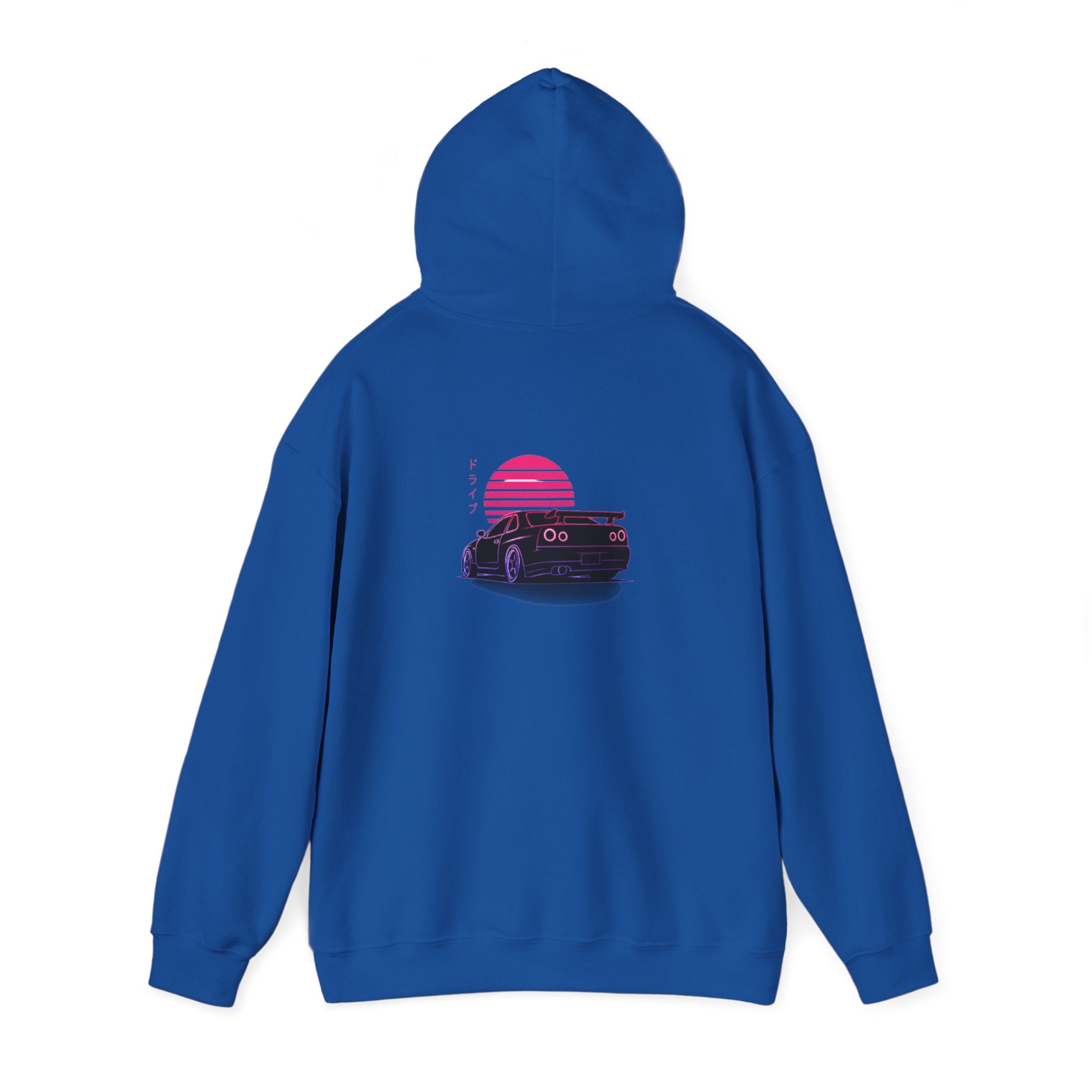 Retro Sunset Skyline Car Hoodie — Vaporwave Sports Car Pullover