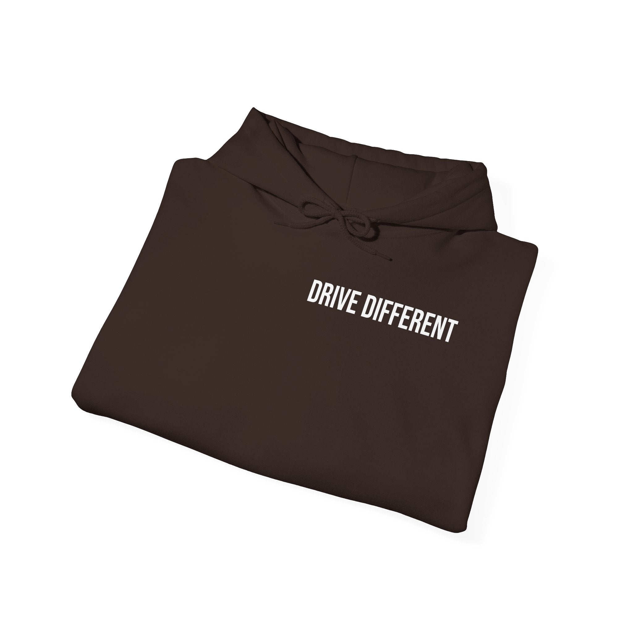 Drive Different Hoodie — Black & White Retro Car Collage Pullover