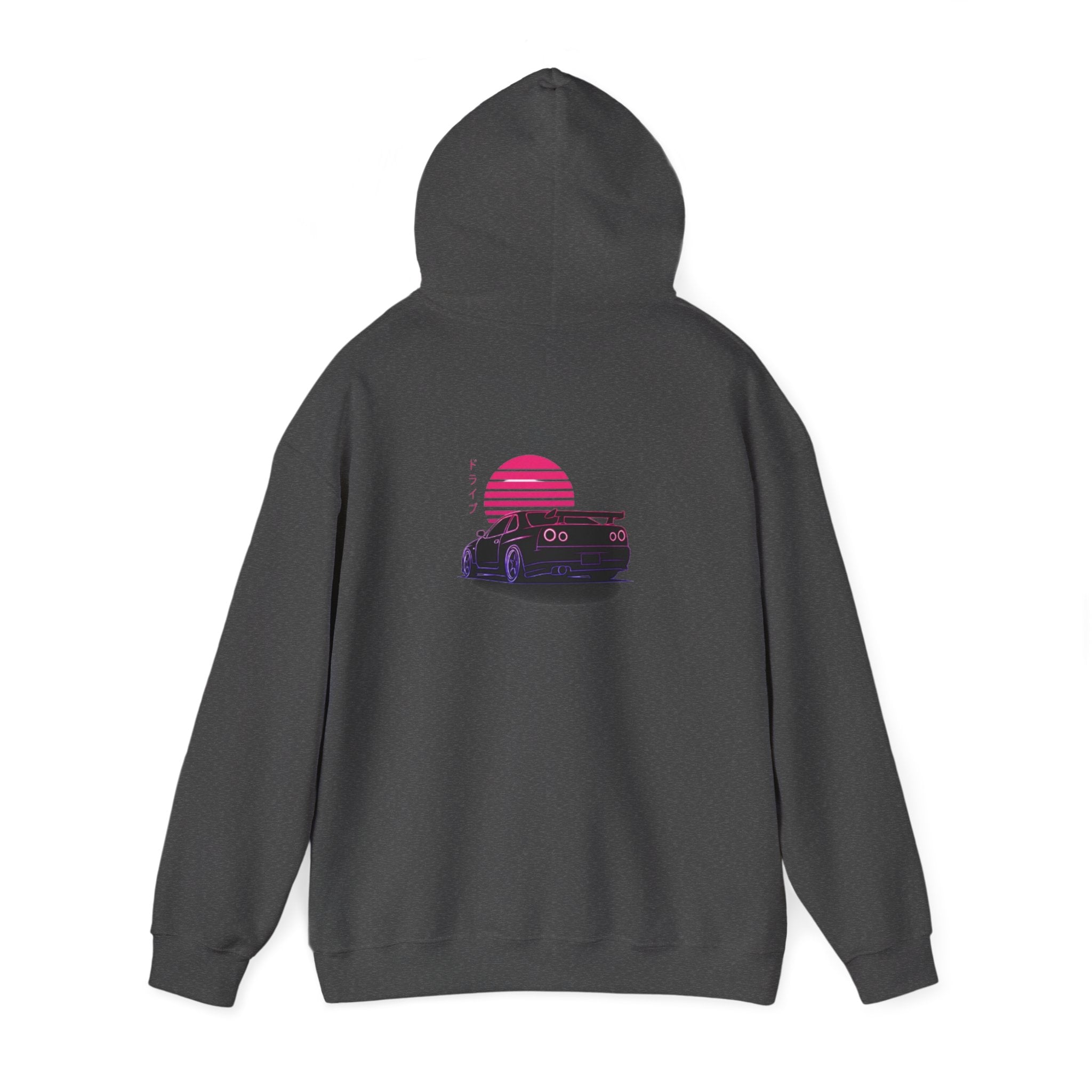 Retro Sunset Skyline Car Hoodie — Vaporwave Sports Car Pullover