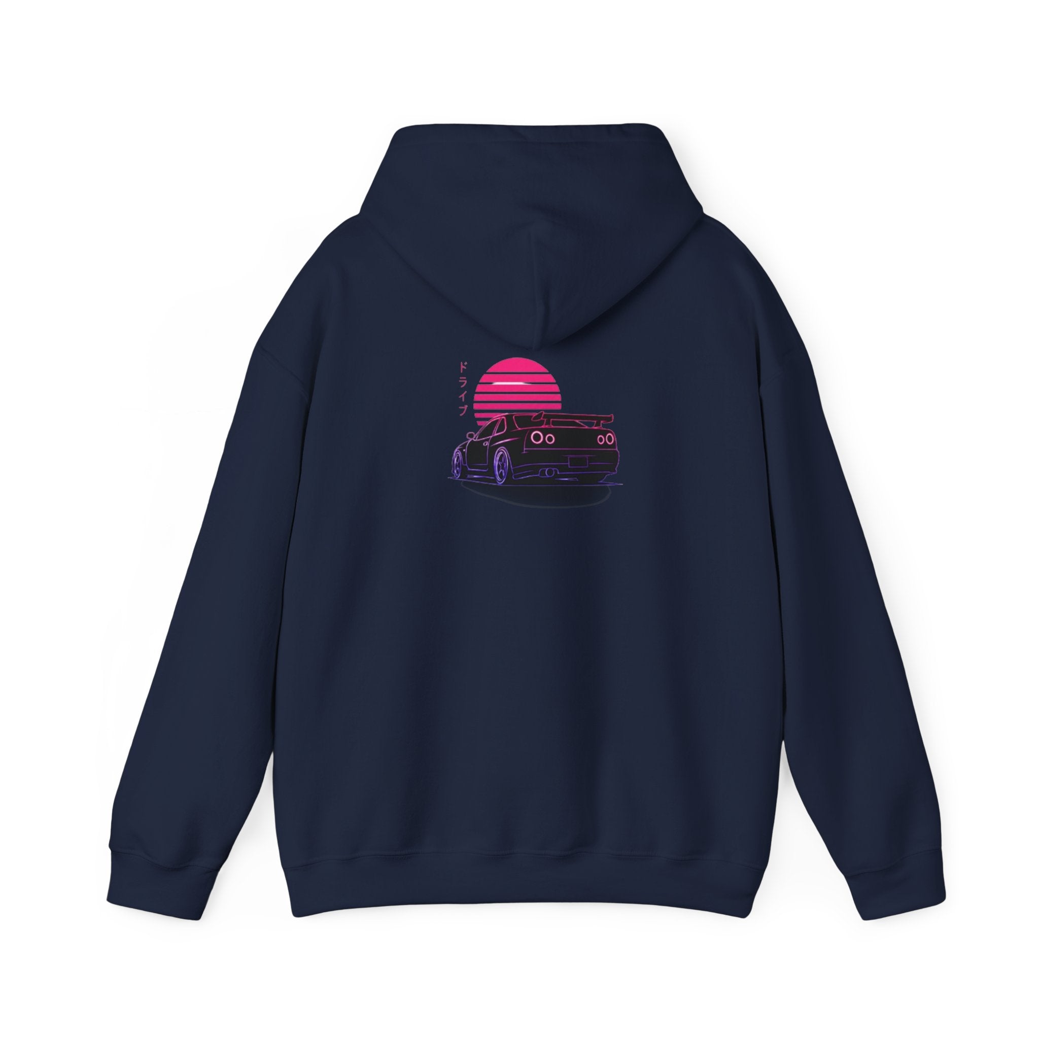 Retro Sunset Skyline Car Hoodie — Vaporwave Sports Car Pullover