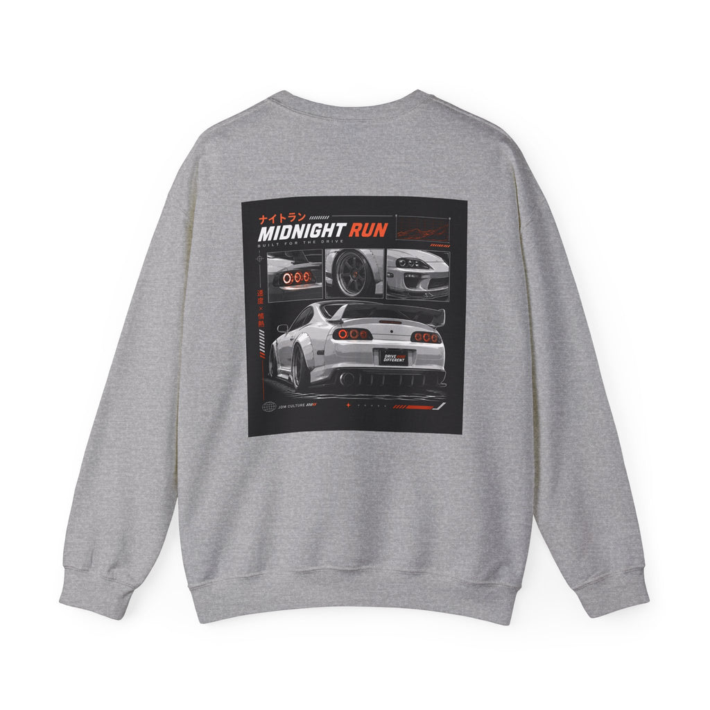 Drive Different Crewneck Sweatshirt — Midnight Run JDM Car Graphic