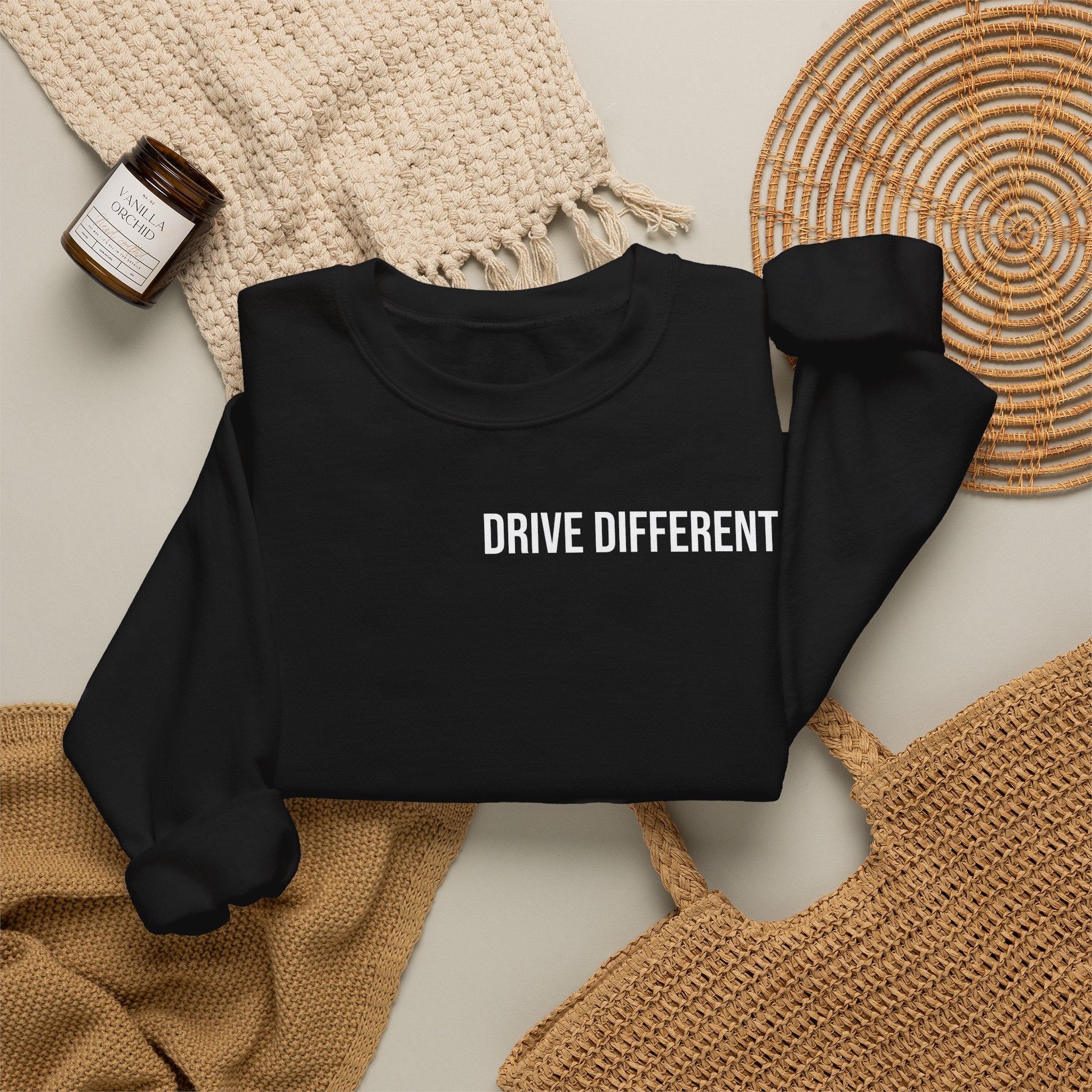 Drive Different Crewneck Sweatshirt — '86 Drift Cars Graphic Pullover