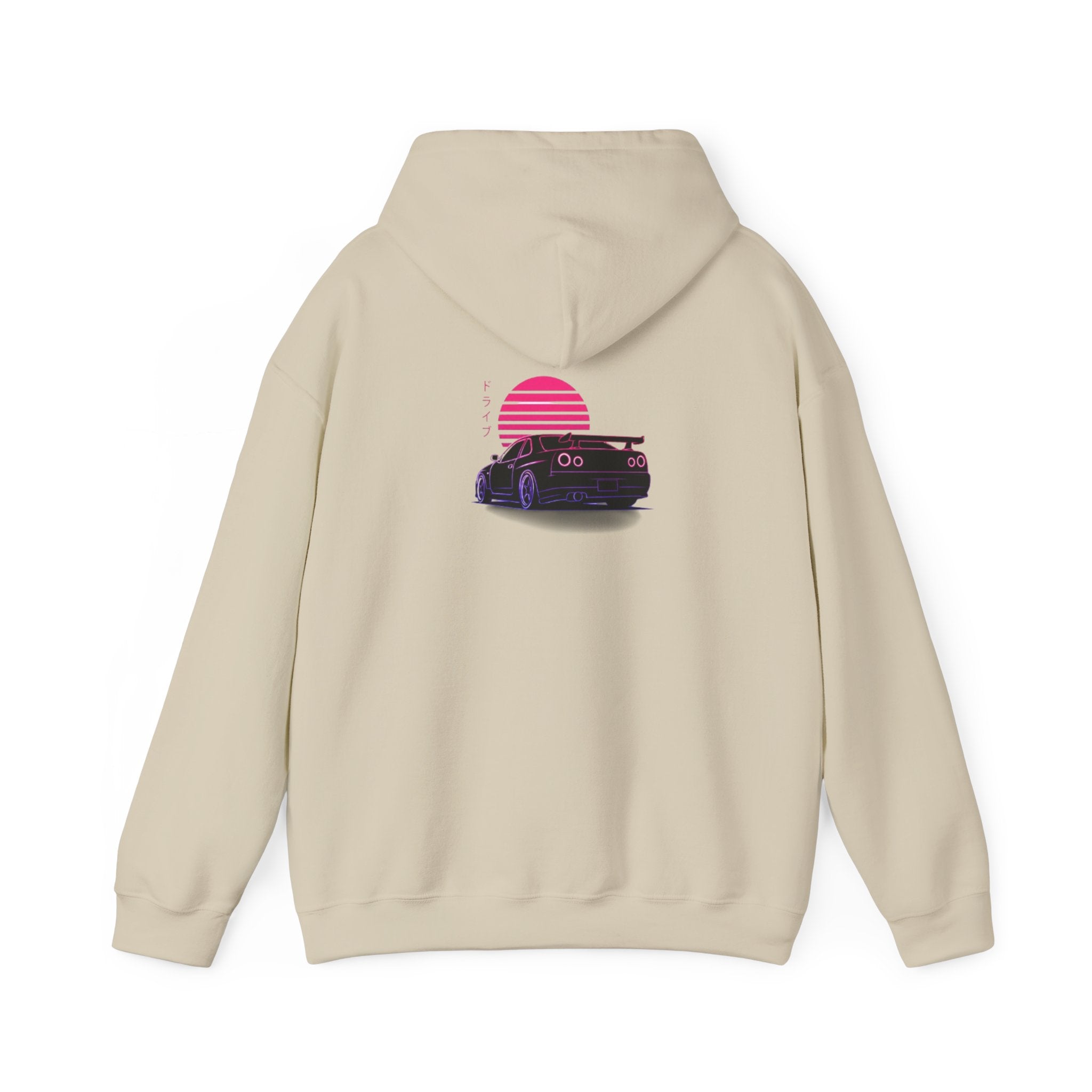 Retro Sunset Skyline Car Hoodie — Vaporwave Sports Car Pullover