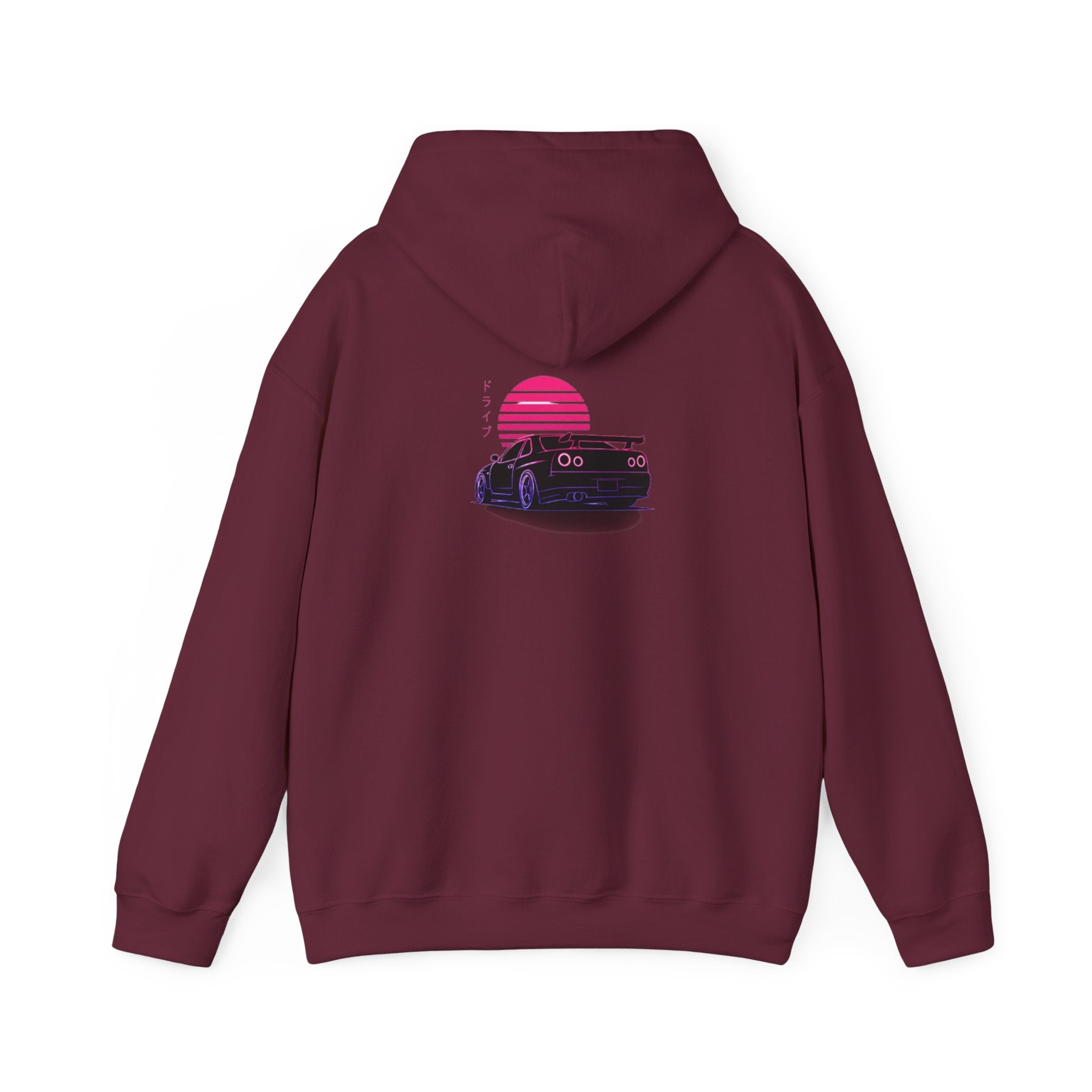 Retro Sunset Skyline Car Hoodie — Vaporwave Sports Car Pullover