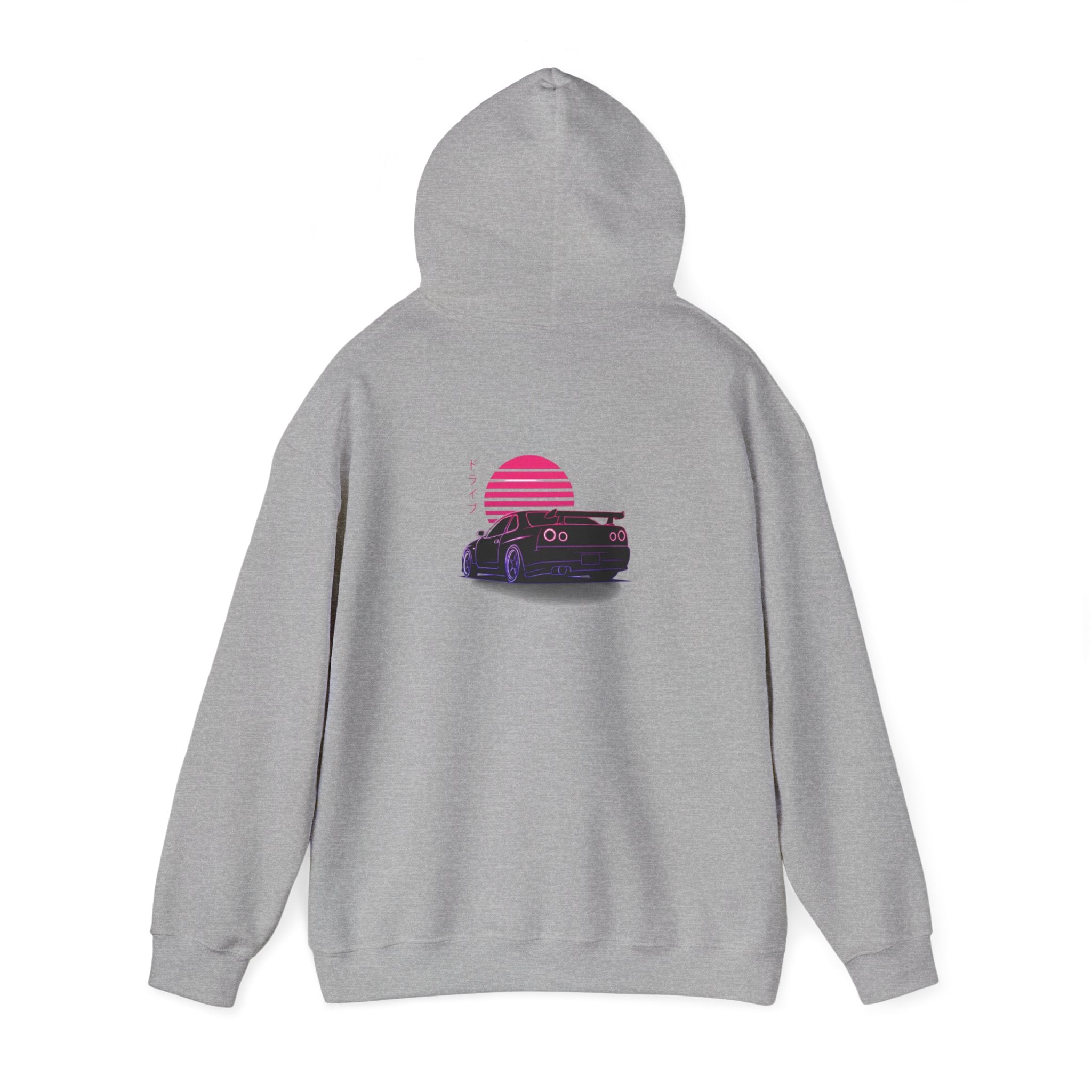Retro Sunset Skyline Car Hoodie — Vaporwave Sports Car Pullover