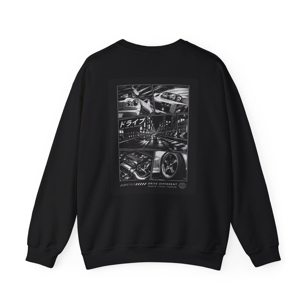 Drive Different Crewneck Sweatshirt — Japanese Street Racing Photo Graphic