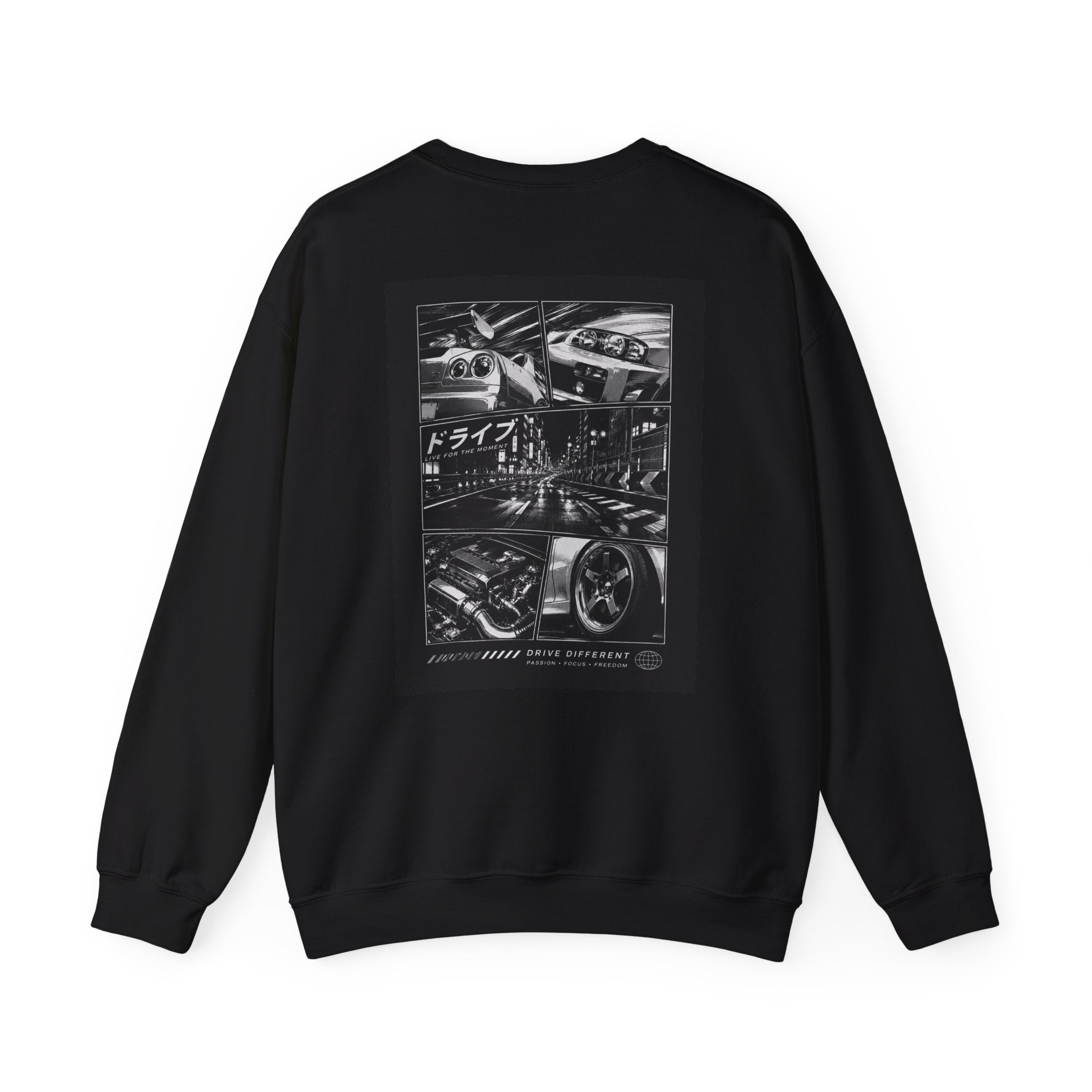 Drive Different Crewneck Sweatshirt — Japanese Street Racing Photo Graphic