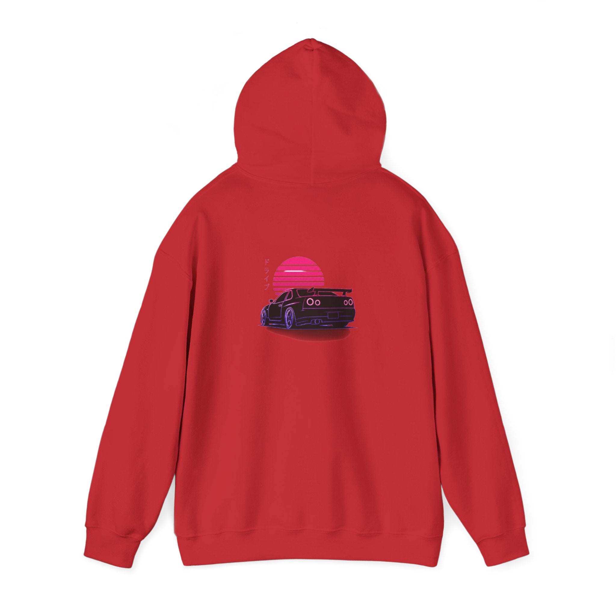 Retro Sunset Skyline Car Hoodie — Vaporwave Sports Car Pullover