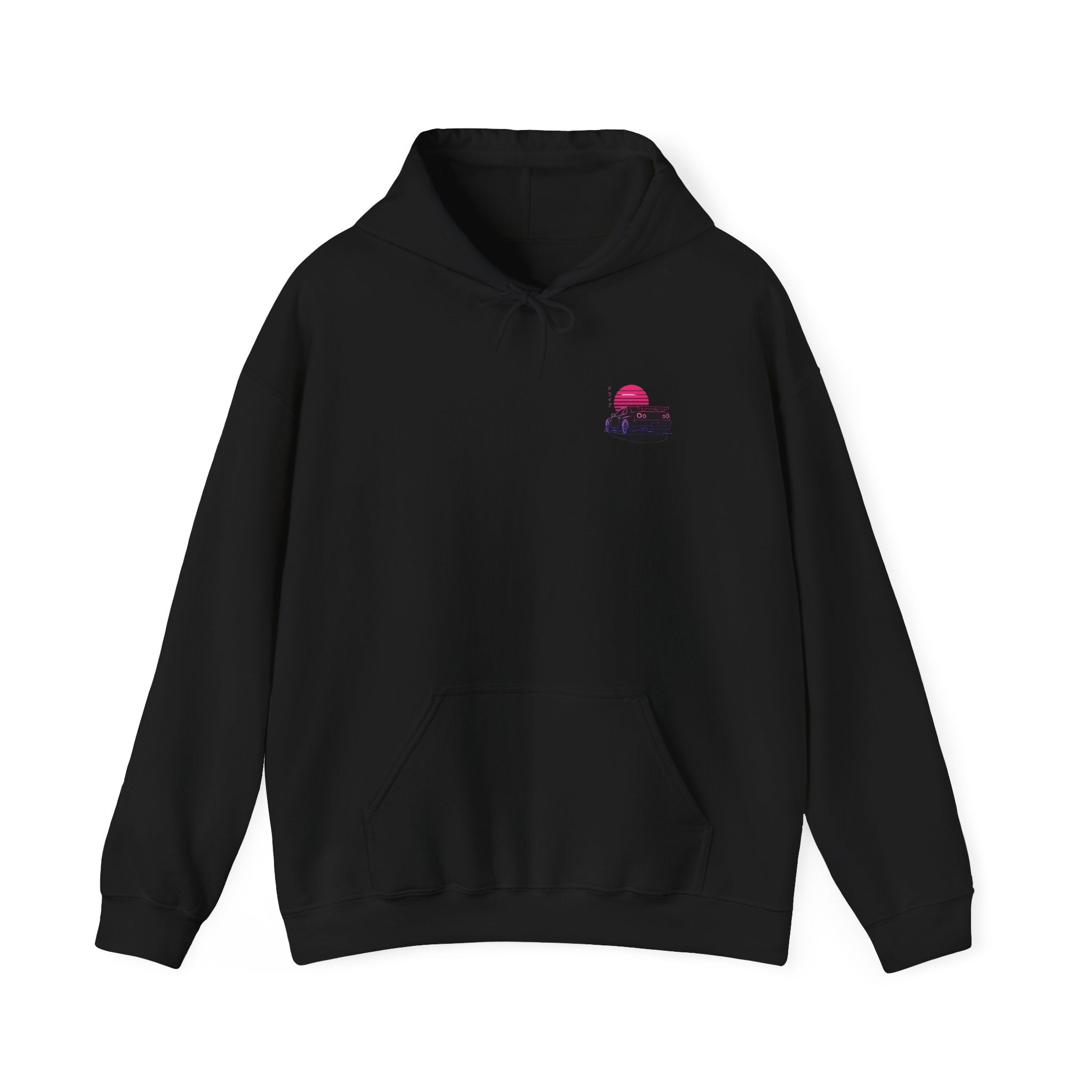 Retro Sunset Skyline Car Hoodie — Vaporwave Sports Car Pullover
