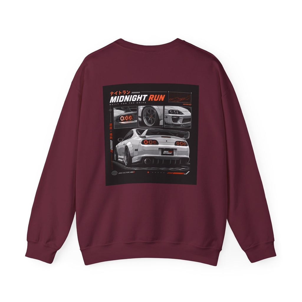 Drive Different Crewneck Sweatshirt — Midnight Run JDM Car Graphic
