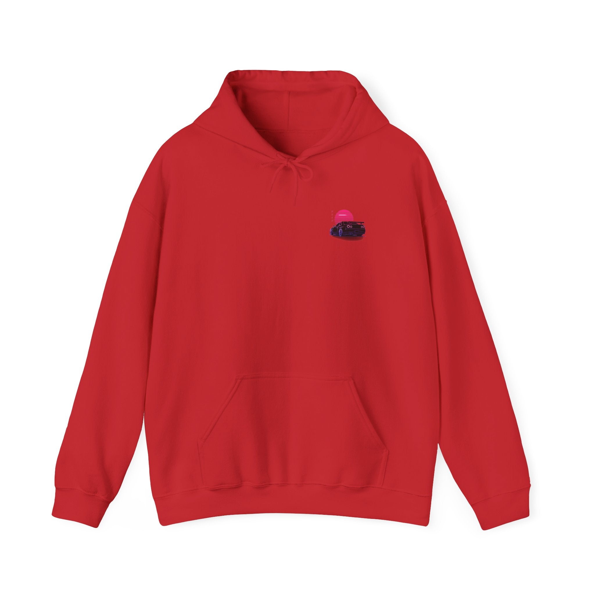 Retro Sunset Skyline Car Hoodie — Vaporwave Sports Car Pullover