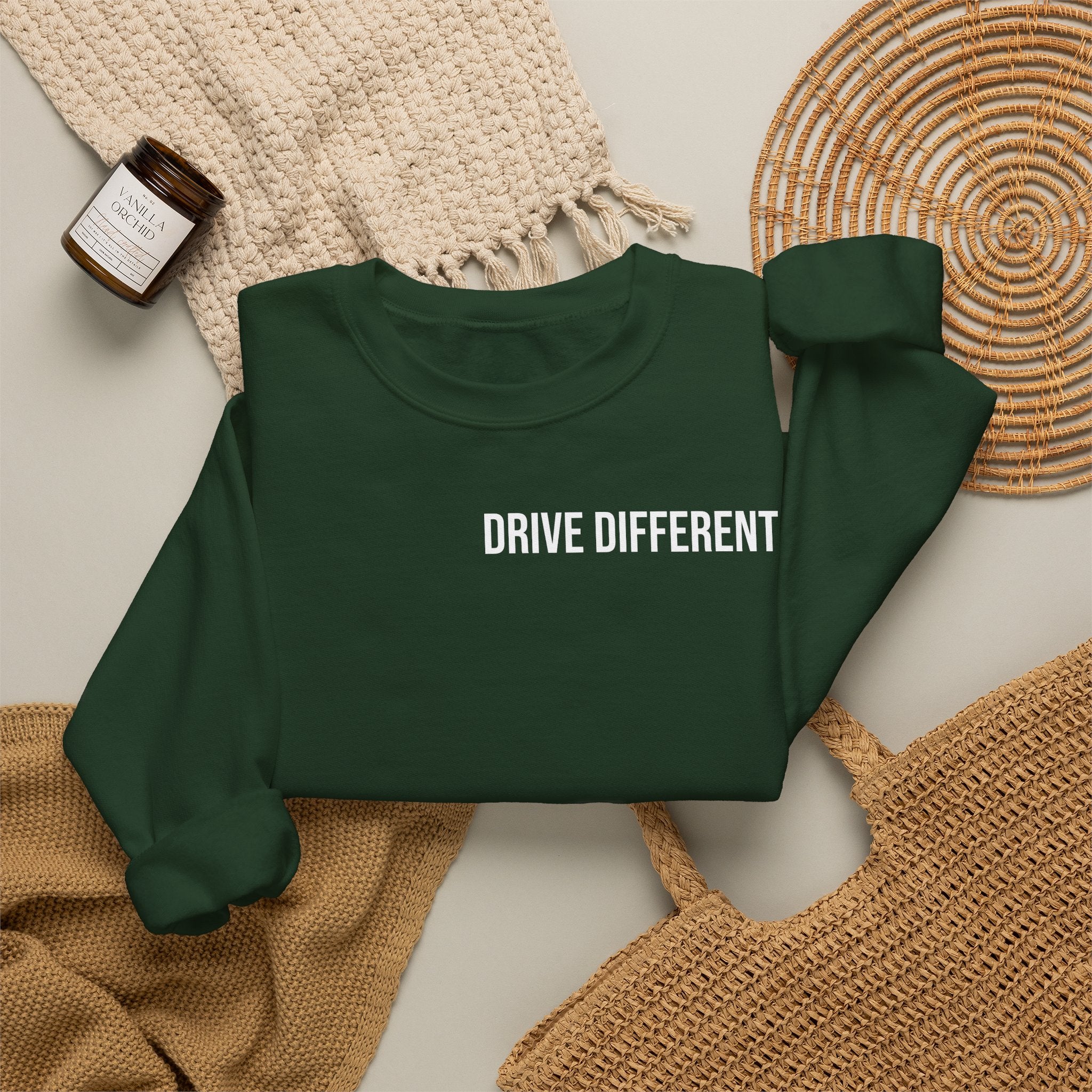 Drive Different Crewneck Sweatshirt — '86 Drift Cars Graphic Pullover