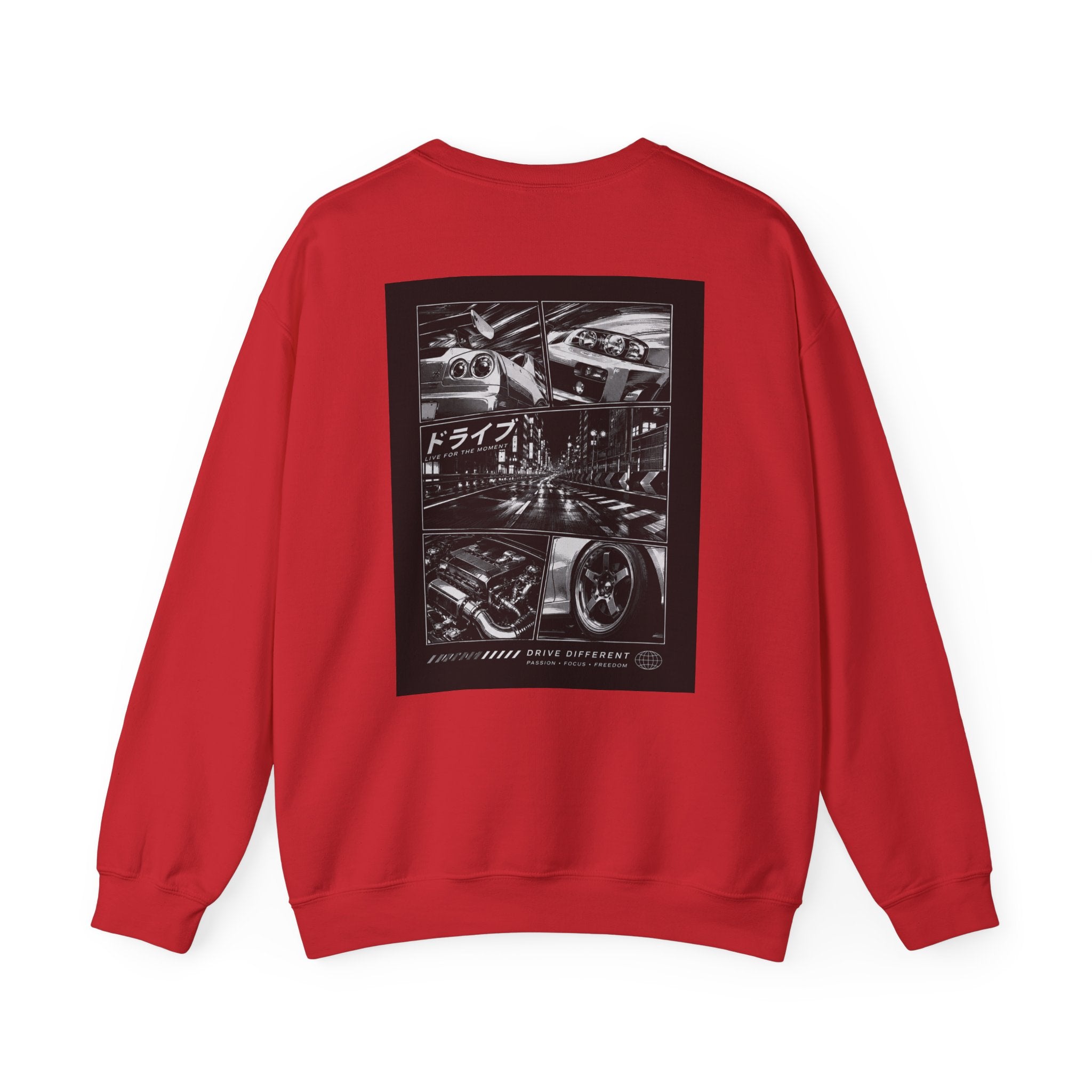 Drive Different Crewneck Sweatshirt — Japanese Street Racing Photo Graphic