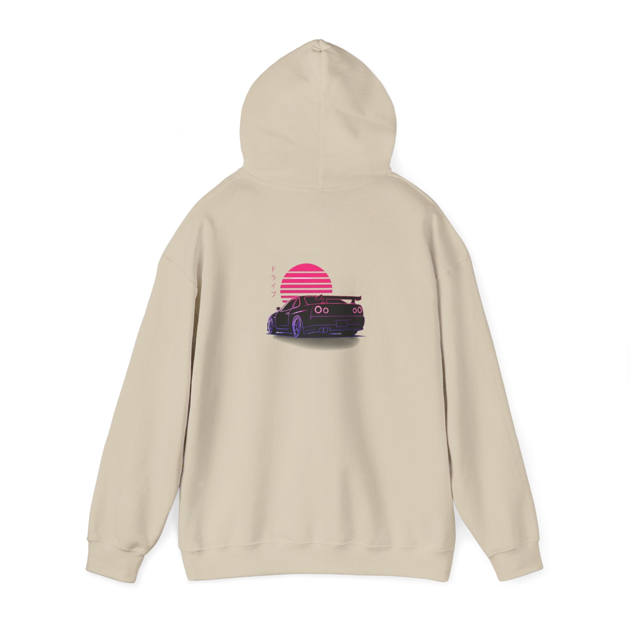 Retro Sunset Skyline Car Hoodie — Vaporwave Sports Car Pullover
