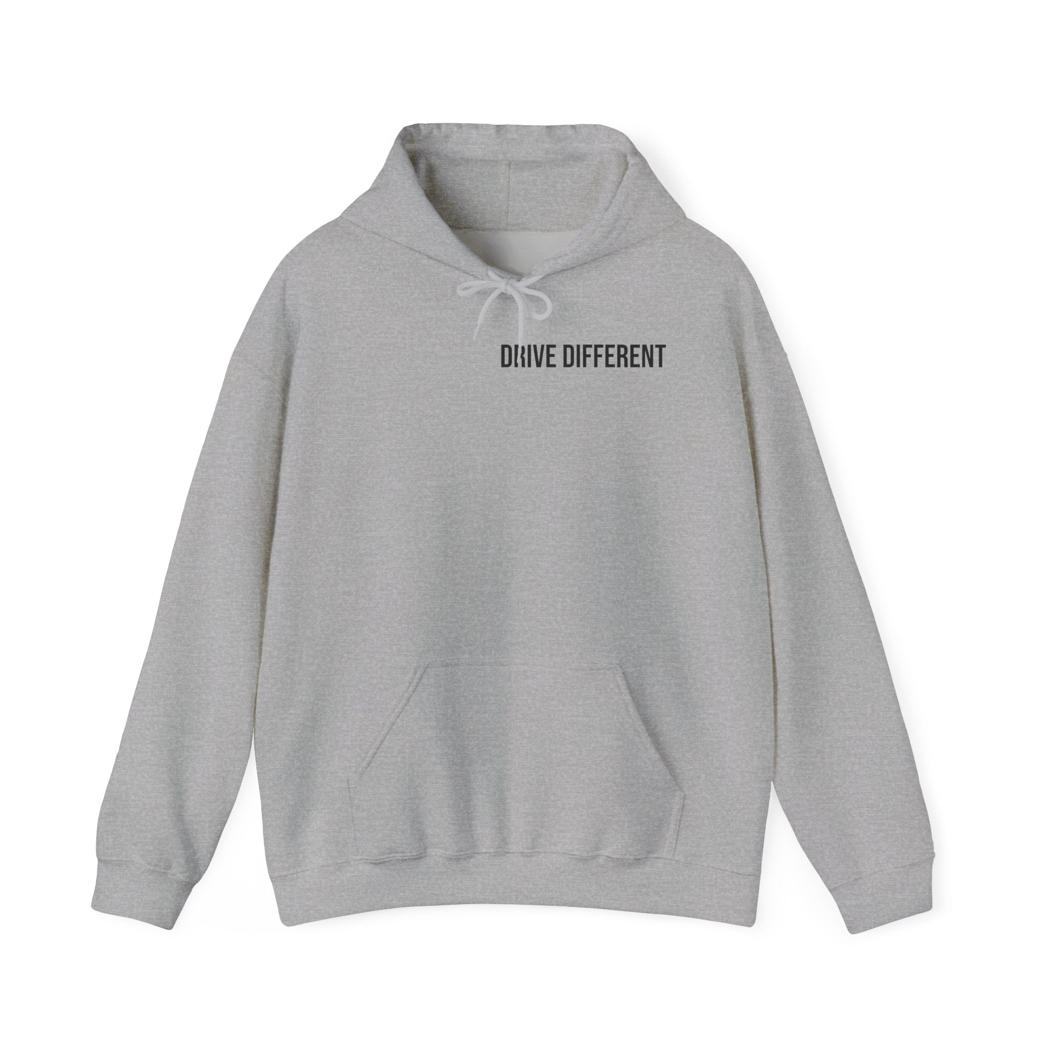 Drive Different Hoodie — Black & White Retro Car Collage Pullover