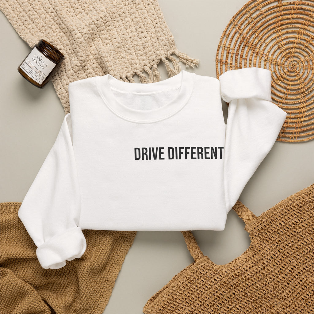 Drive Different Crewneck Sweatshirt — Japanese Street Racing Photo Graphic