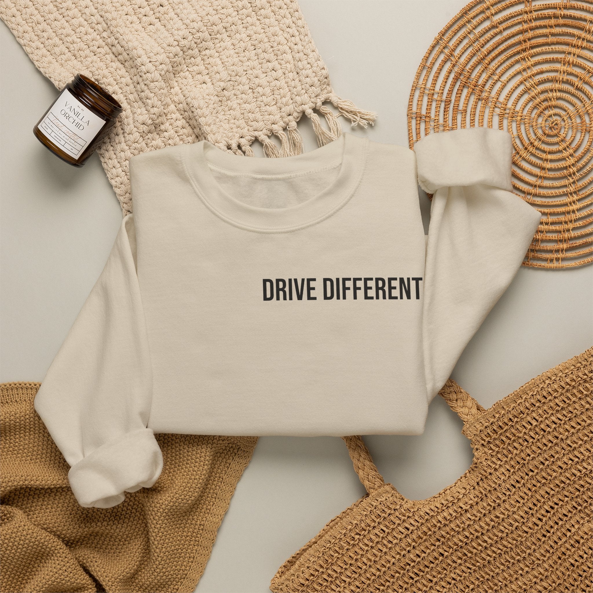 Drive Different Crewneck Sweatshirt — '86 Drift Cars Graphic Pullover