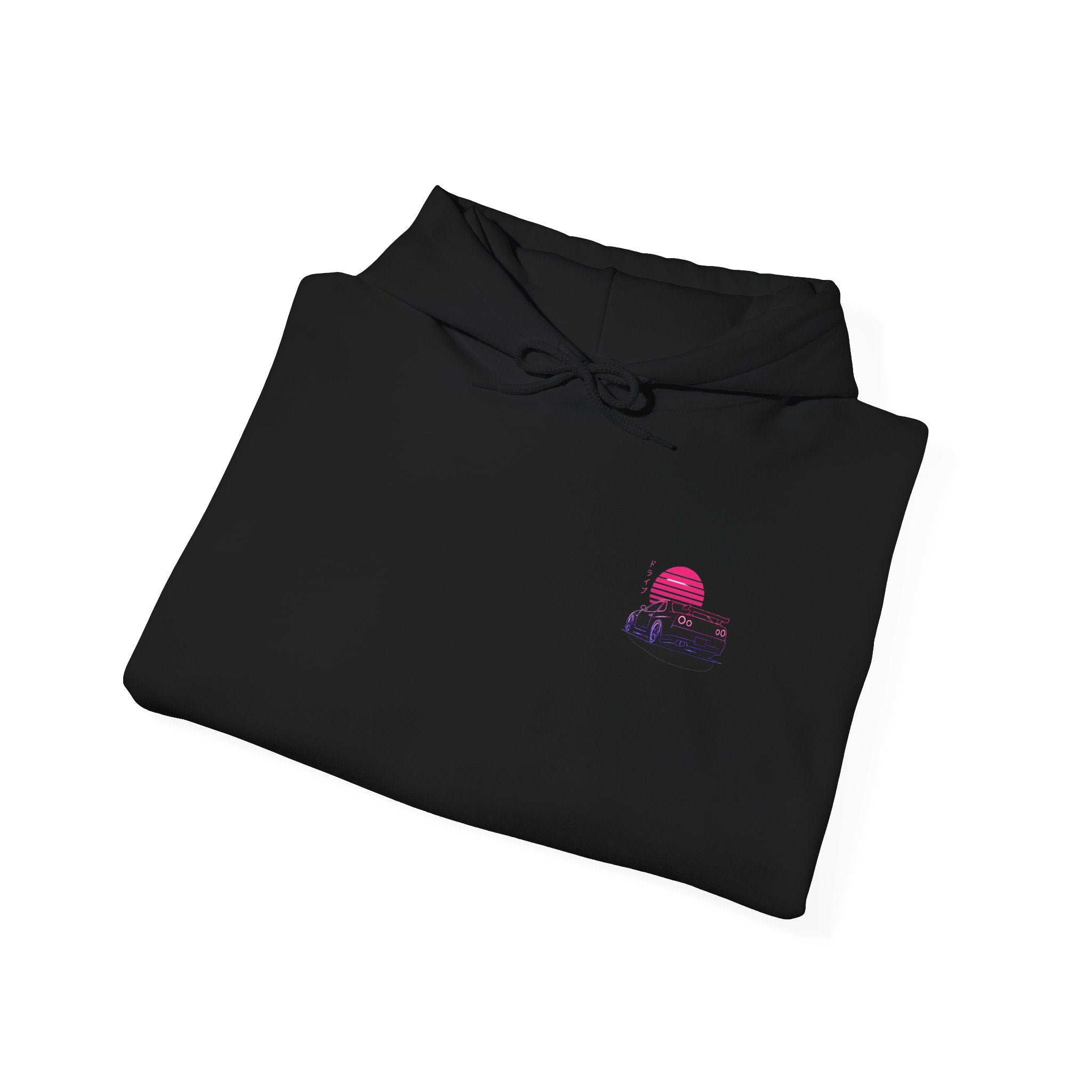 Retro Sunset Skyline Car Hoodie — Vaporwave Sports Car Pullover