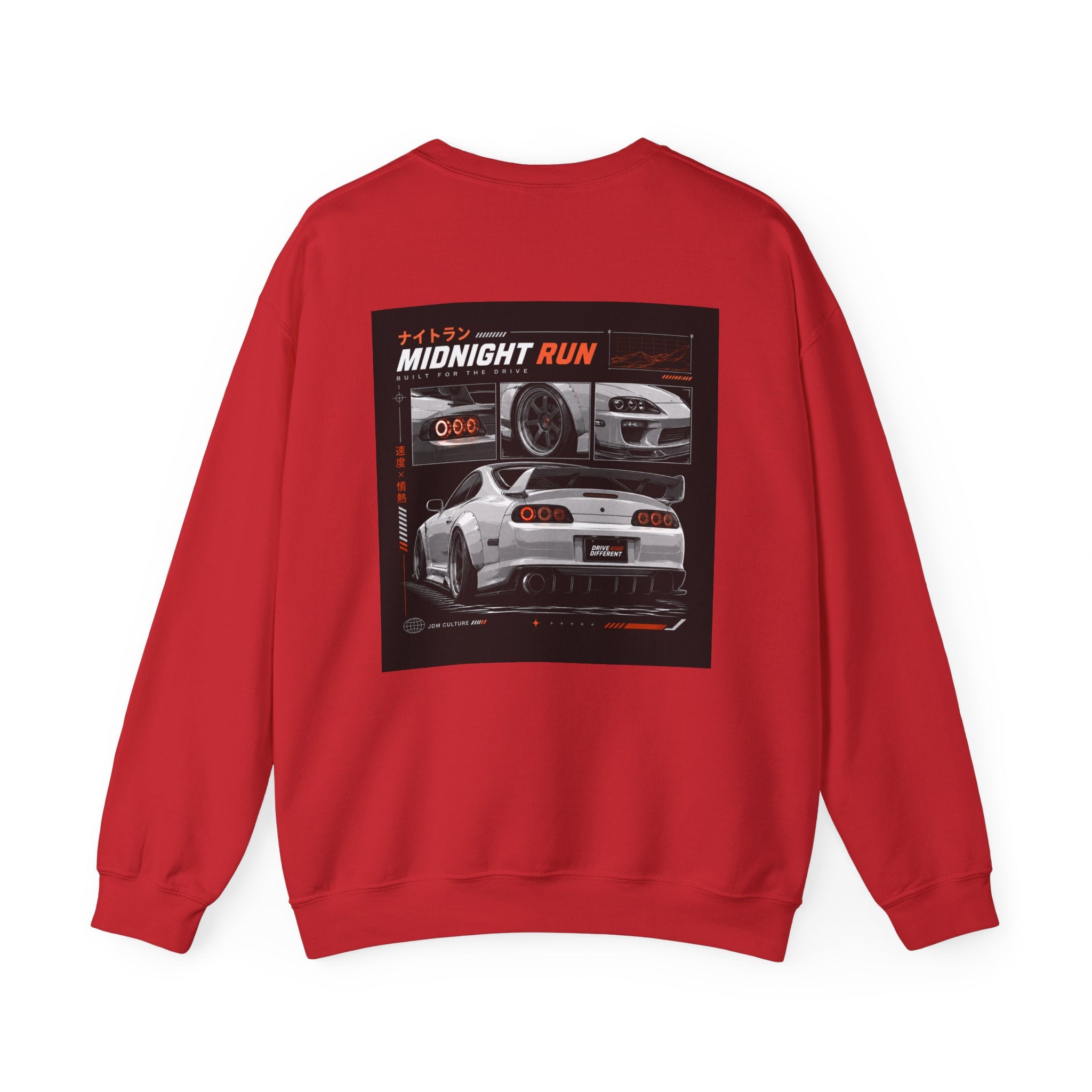 Drive Different Crewneck Sweatshirt — Midnight Run JDM Car Graphic