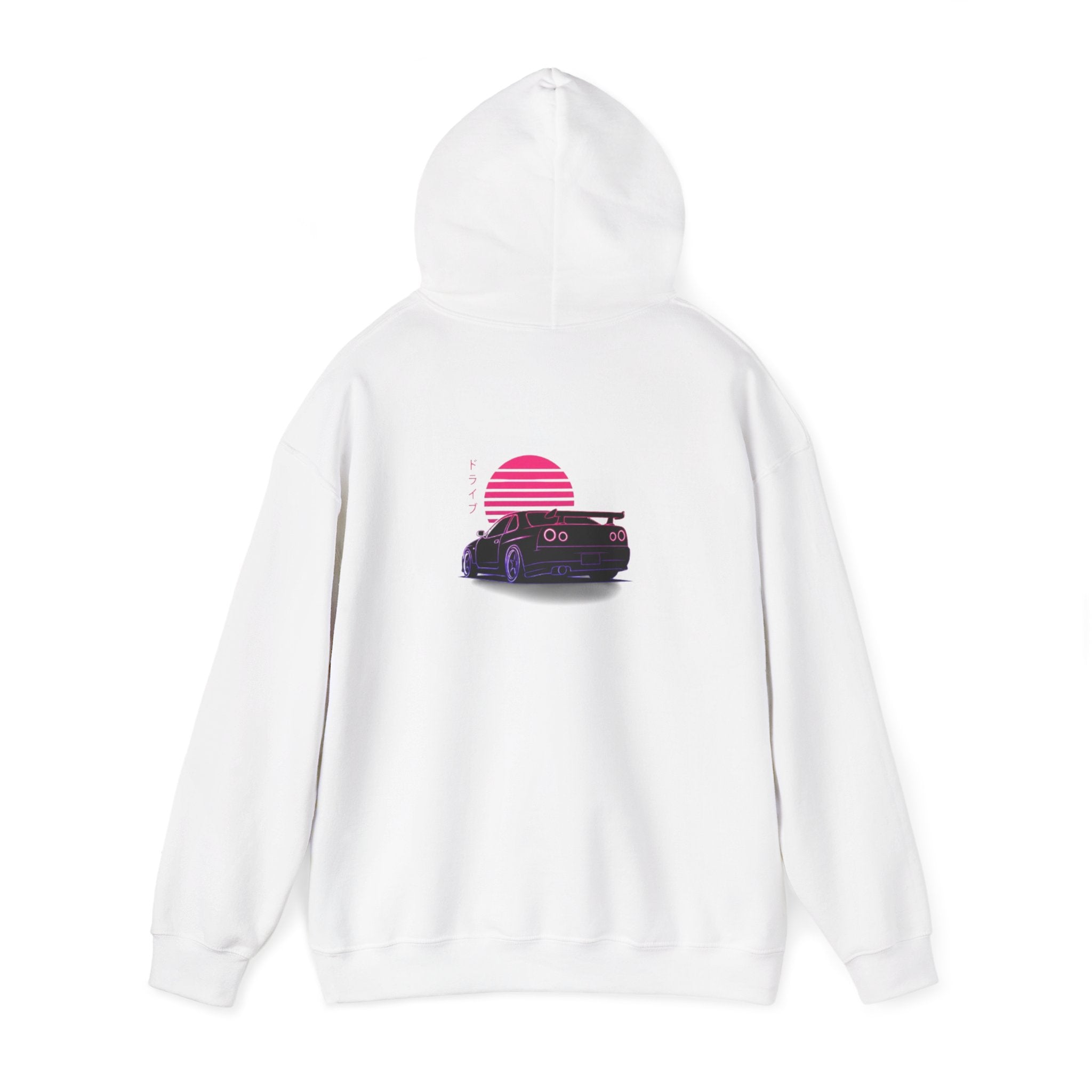 Retro Sunset Skyline Car Hoodie — Vaporwave Sports Car Pullover