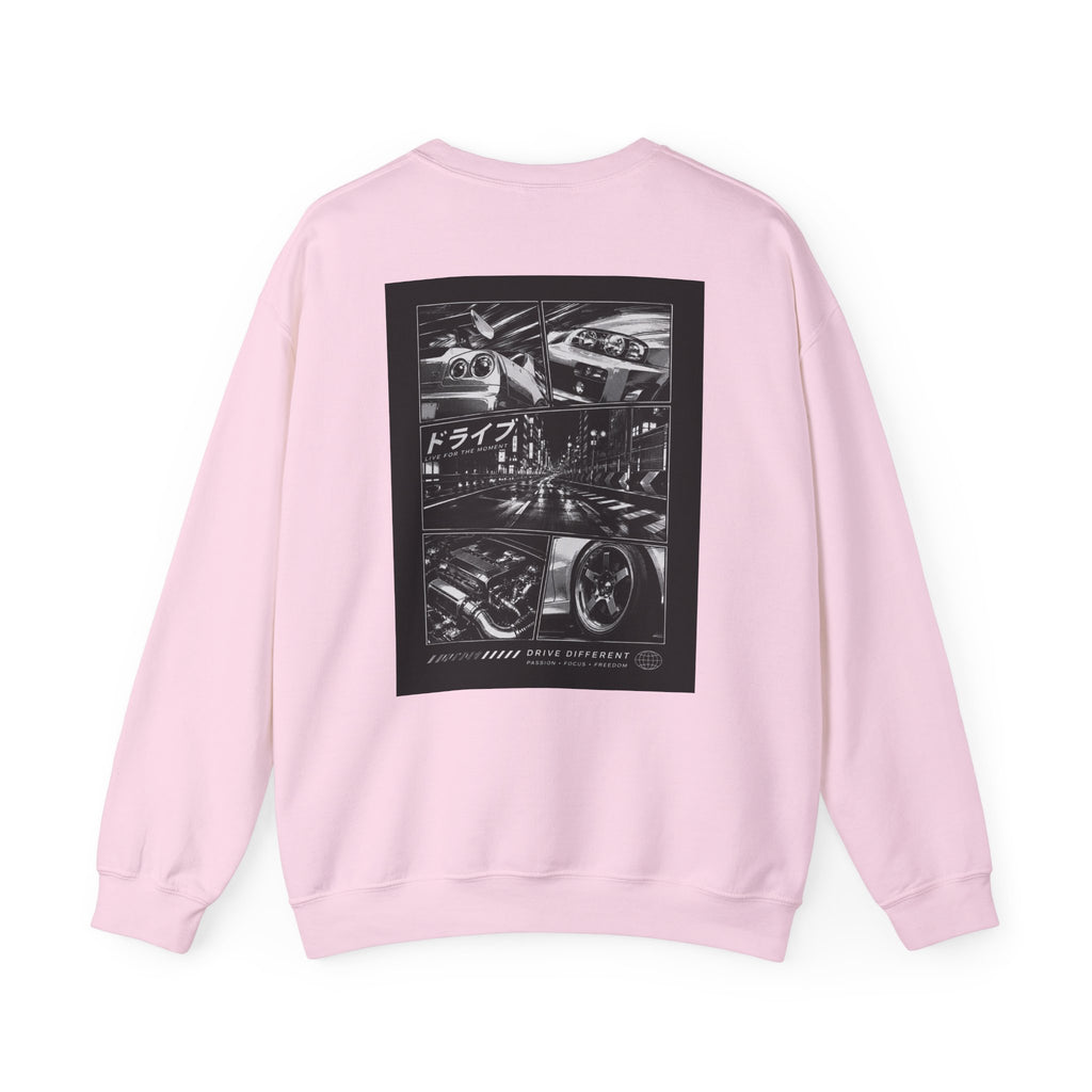Drive Different Crewneck Sweatshirt — Japanese Street Racing Photo Graphic