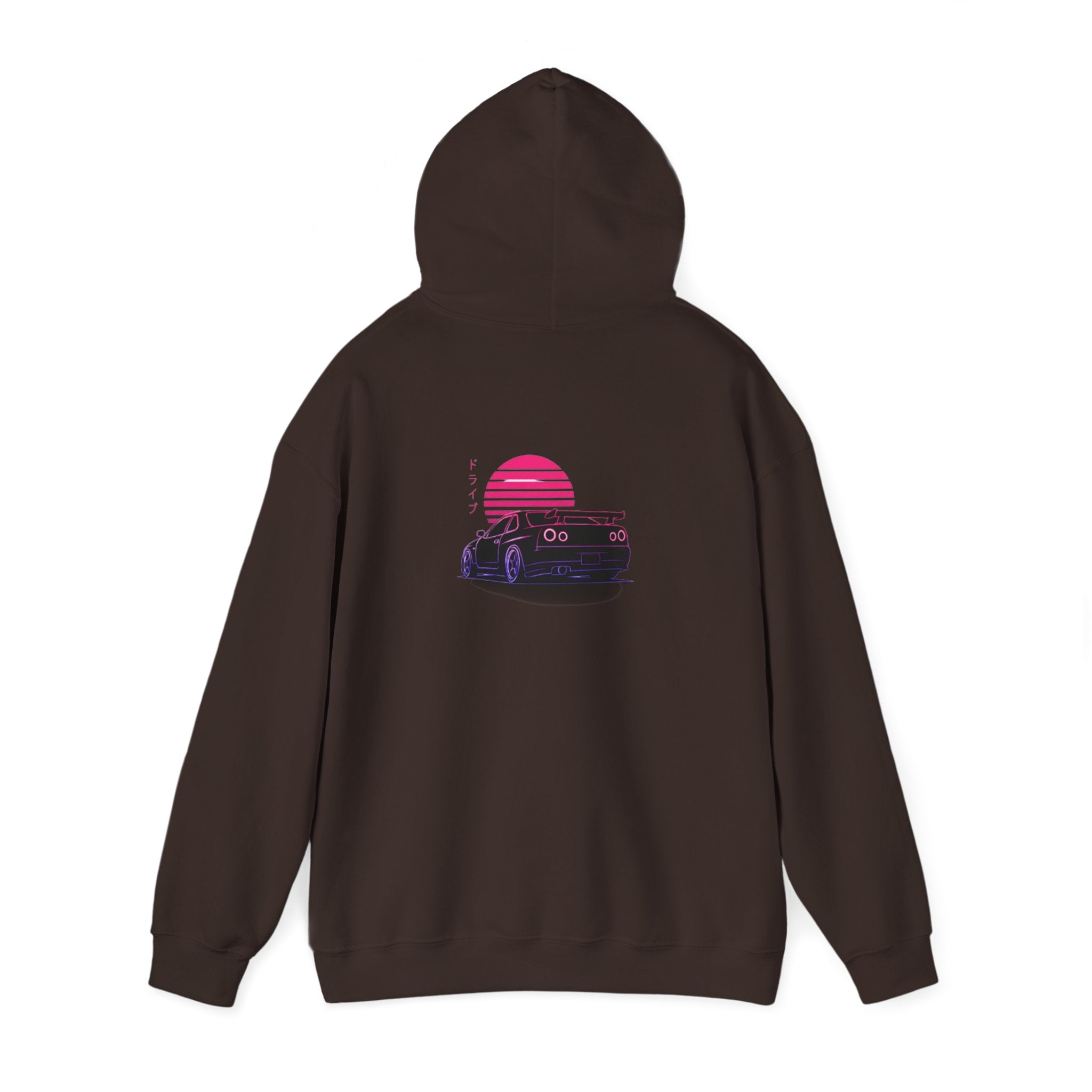 Retro Sunset Skyline Car Hoodie — Vaporwave Sports Car Pullover