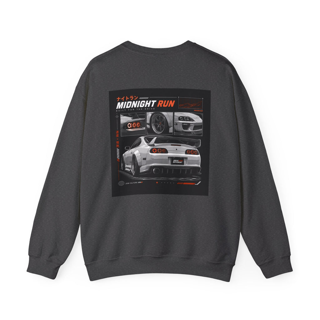 Drive Different Crewneck Sweatshirt — Midnight Run JDM Car Graphic