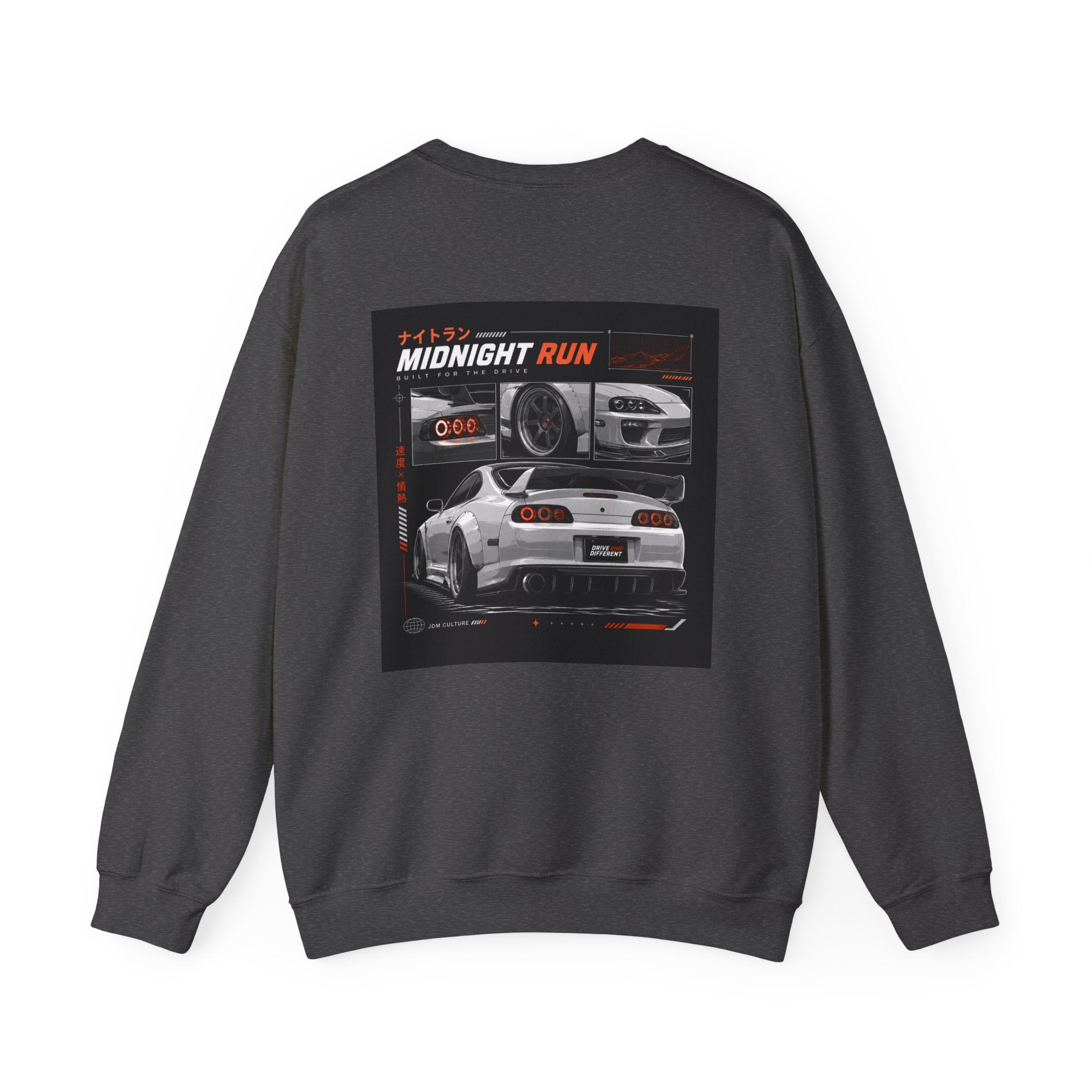 Drive Different Crewneck Sweatshirt — Midnight Run JDM Car Graphic