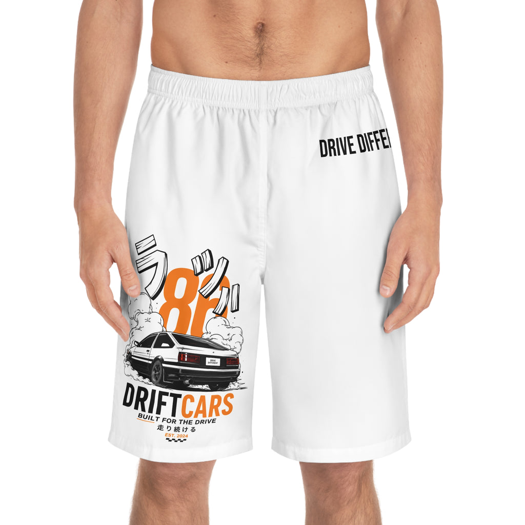 Drift Cars 'Drive Different' Men's Board Shorts — AE86 Retro JDM Racing Design