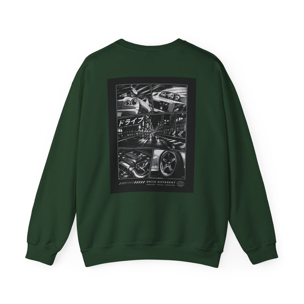 Drive Different Crewneck Sweatshirt — Japanese Street Racing Photo Graphic