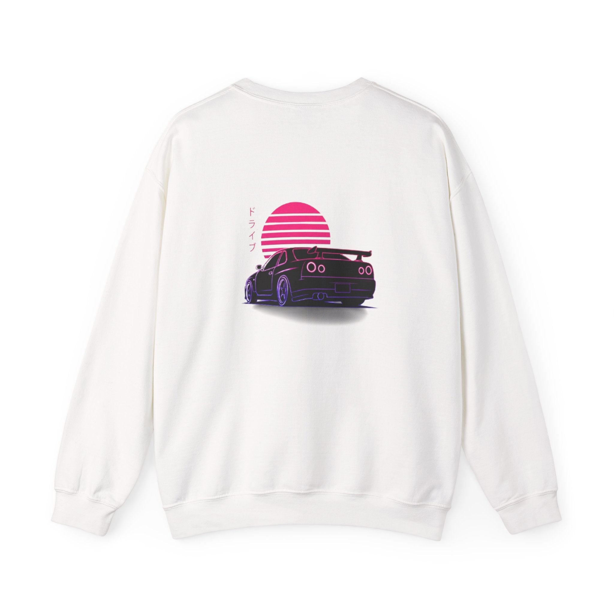 Crewneck Sweatshirt — Retro Vaporwave Car Sunset Graphic