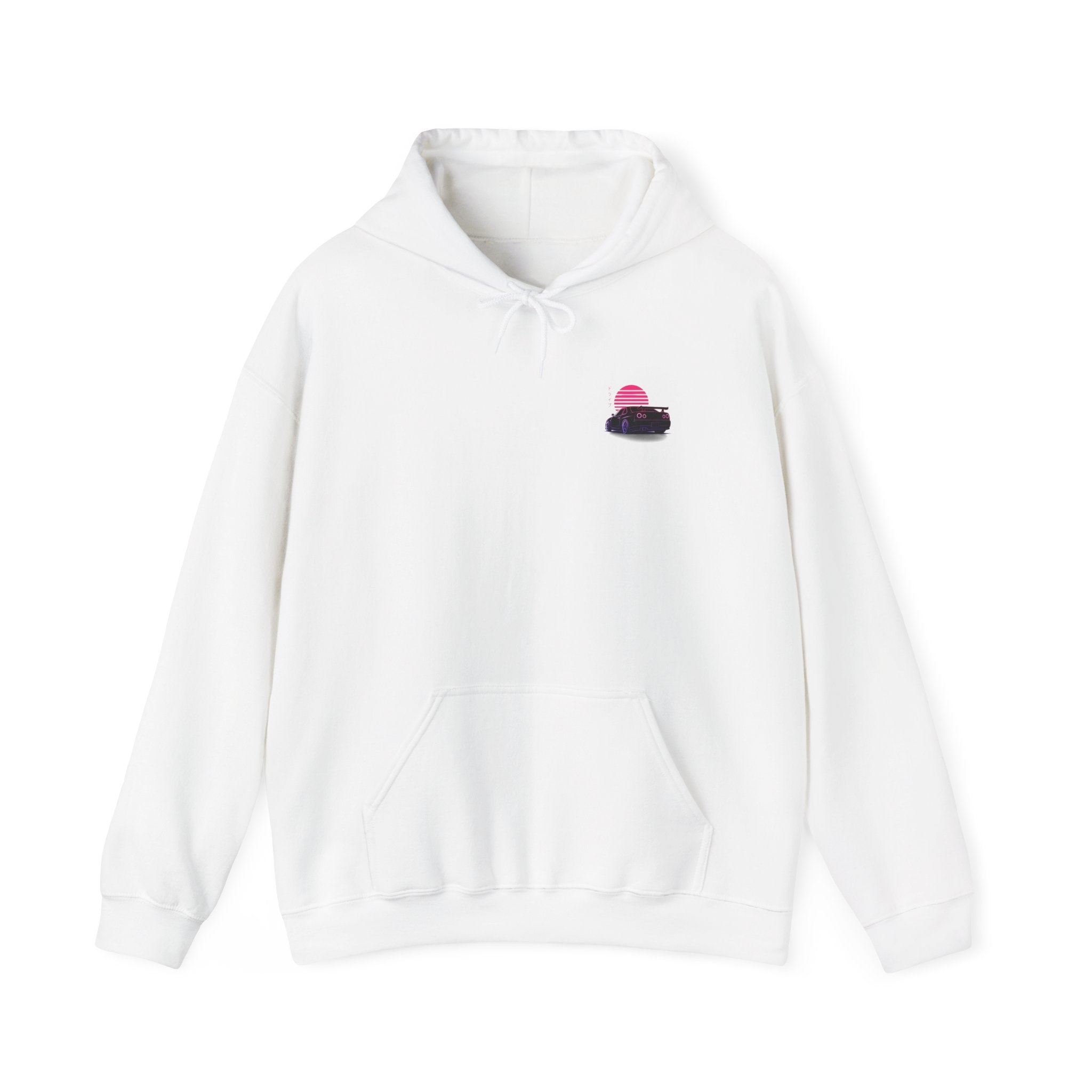 Retro Sunset Skyline Car Hoodie — Vaporwave Sports Car Pullover