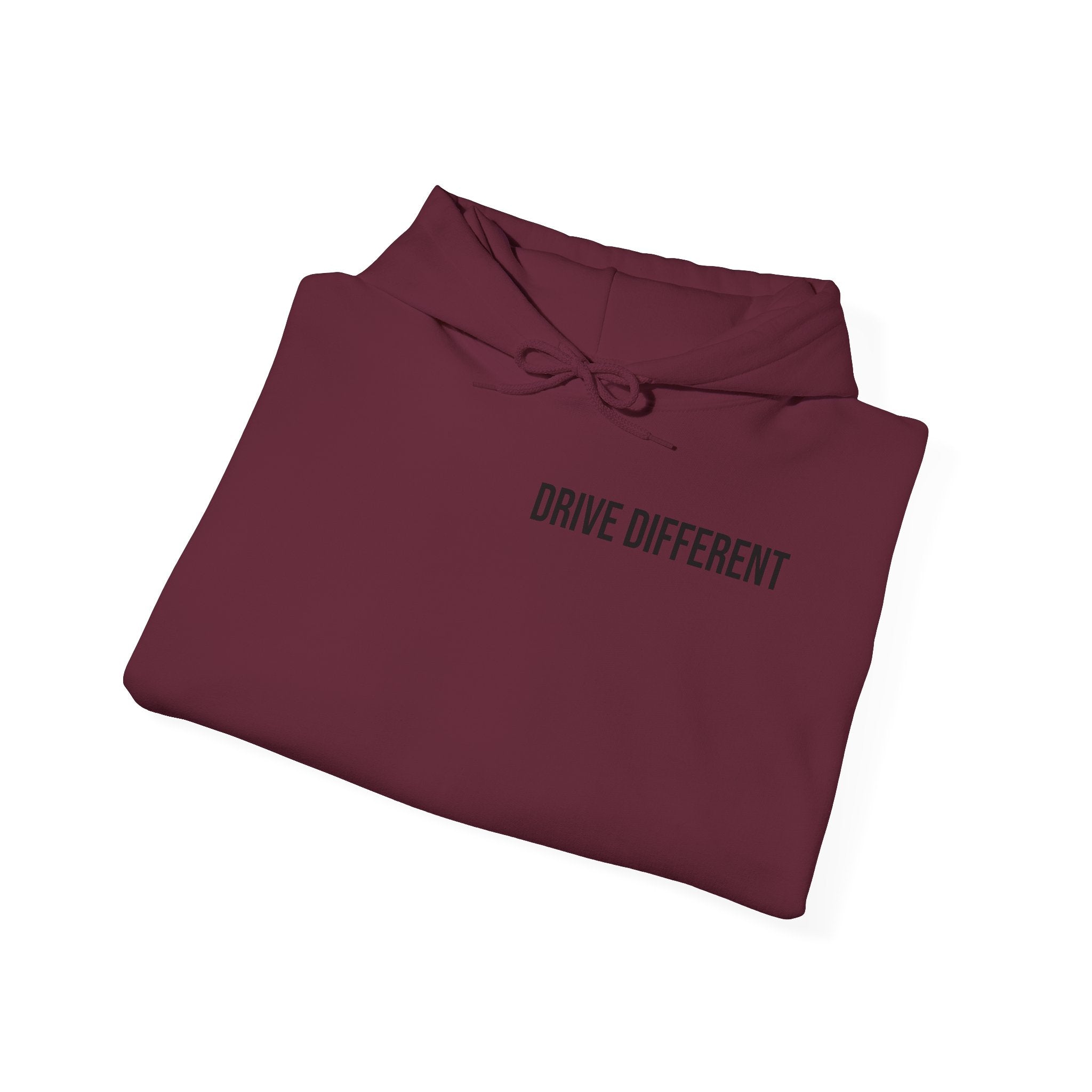 Drive Different Hoodie — Black & White Retro Car Collage Pullover