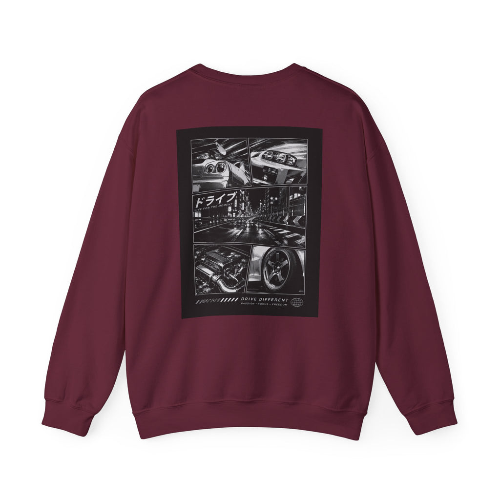 Drive Different Crewneck Sweatshirt — Japanese Street Racing Photo Graphic