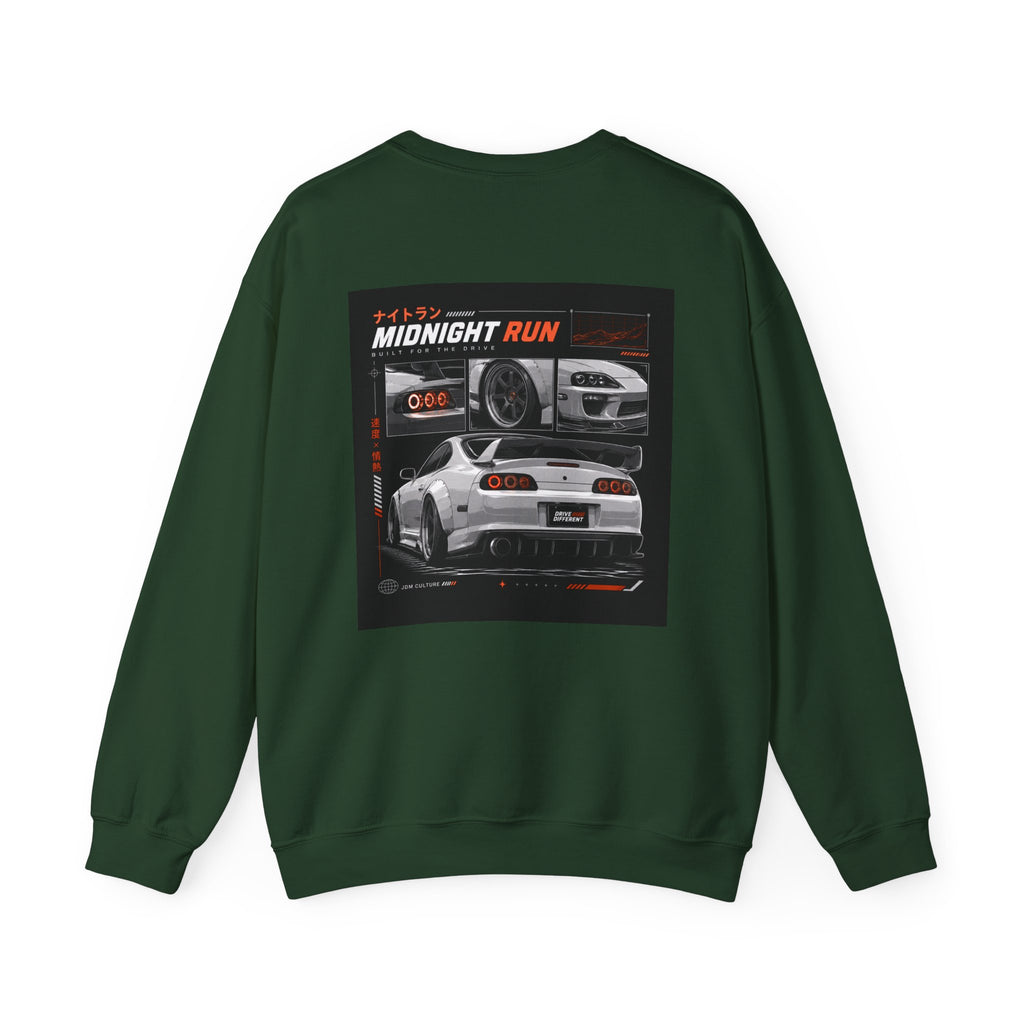Drive Different Crewneck Sweatshirt — Midnight Run JDM Car Graphic