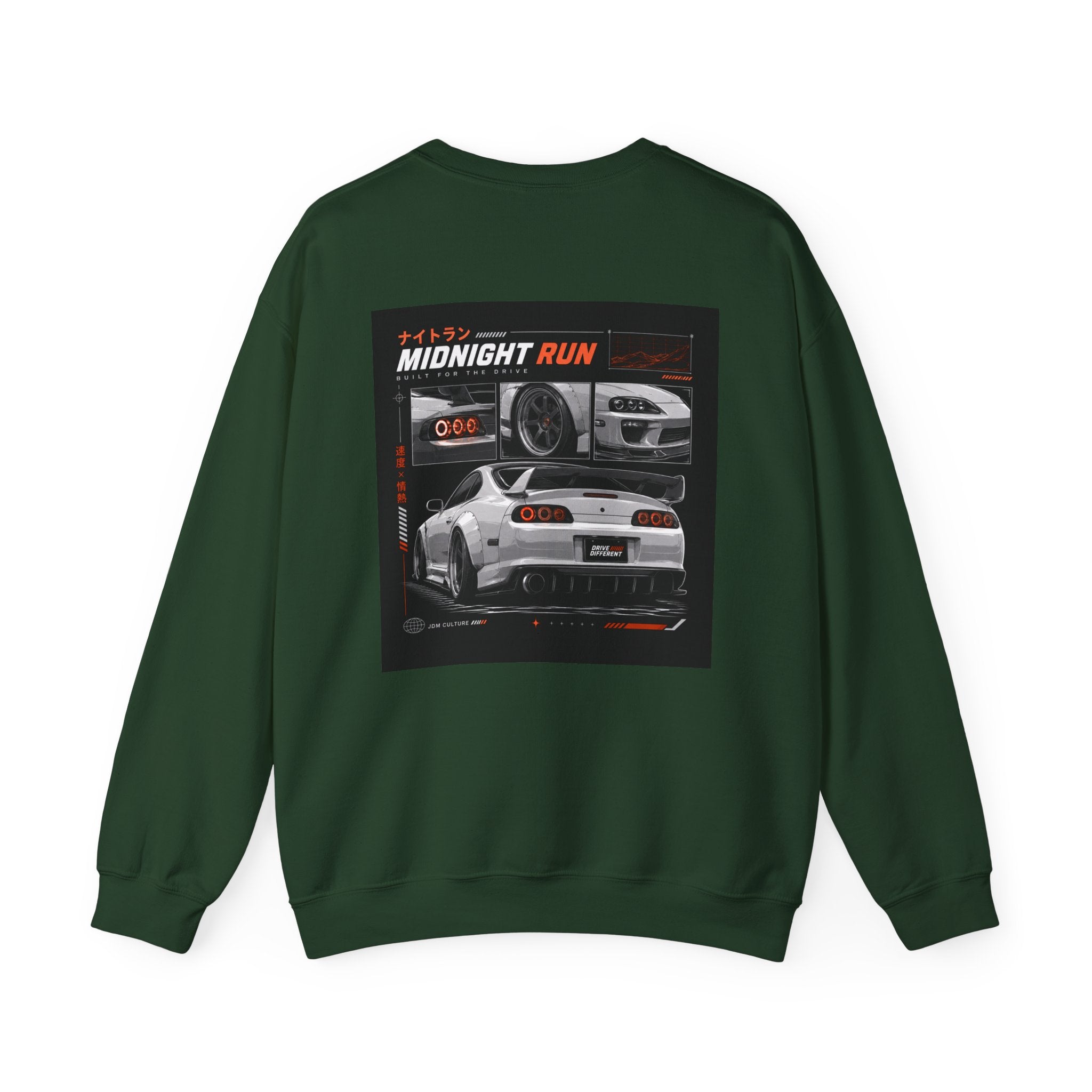 Drive Different Crewneck Sweatshirt — Midnight Run JDM Car Graphic