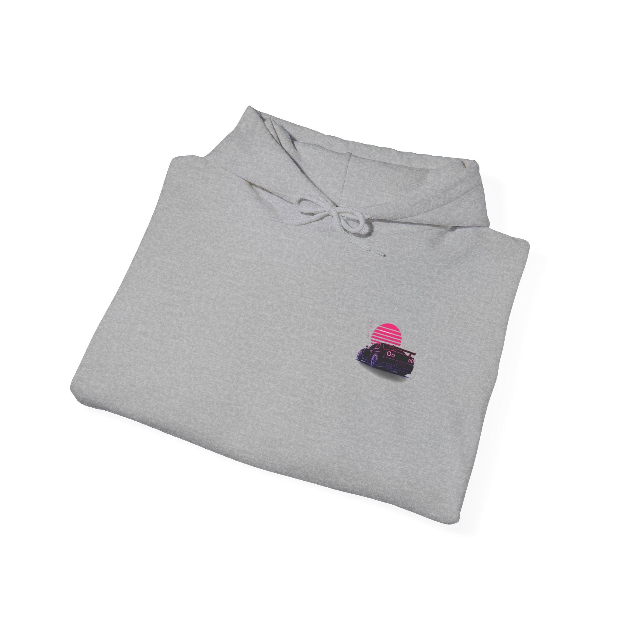 Retro Sunset Skyline Car Hoodie — Vaporwave Sports Car Pullover
